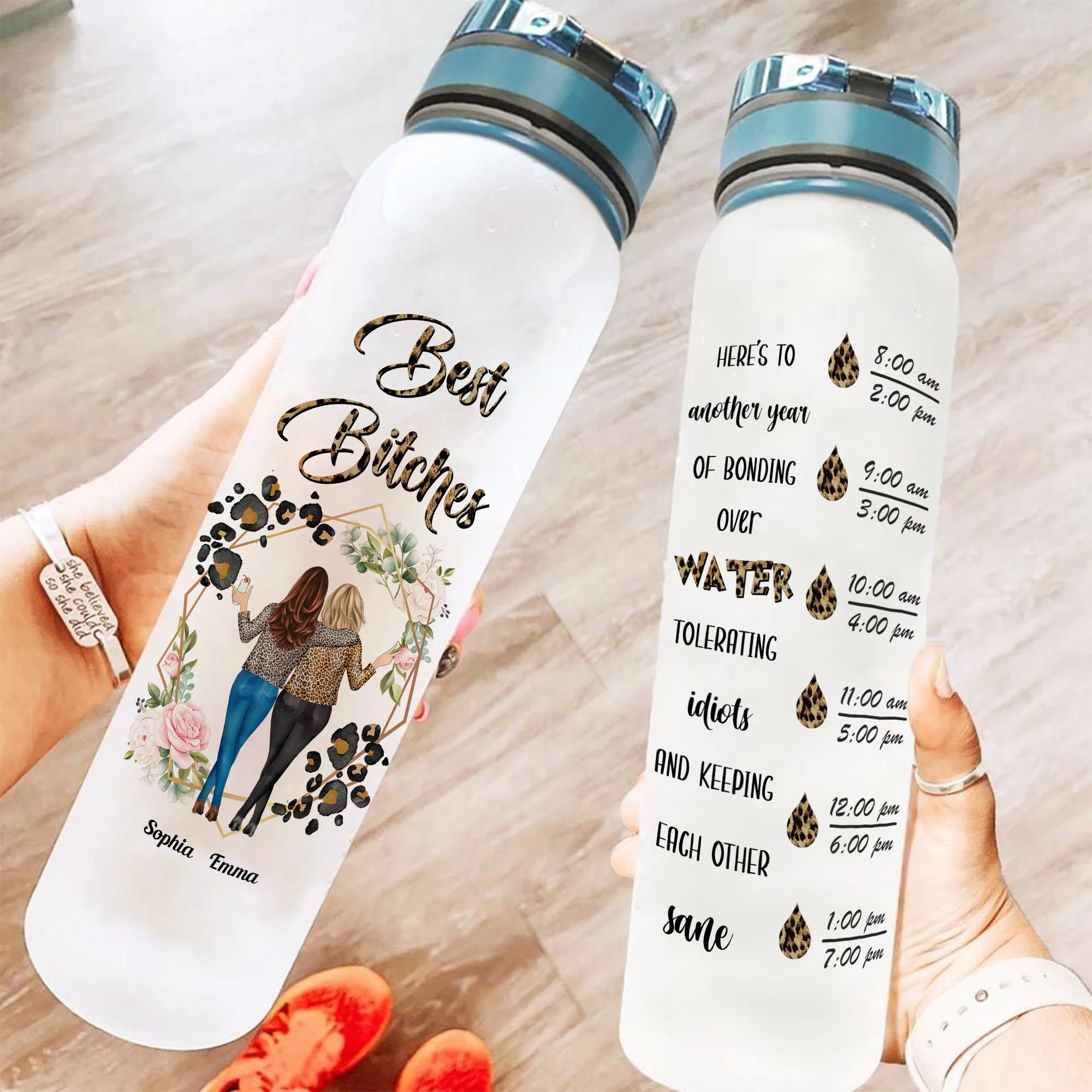 Bonding Over Water - Personalized Water Tracker Bottle - Funny Gift Birthday Gift For Besties, BFF, Soul Sisters, Sistas - Image 3