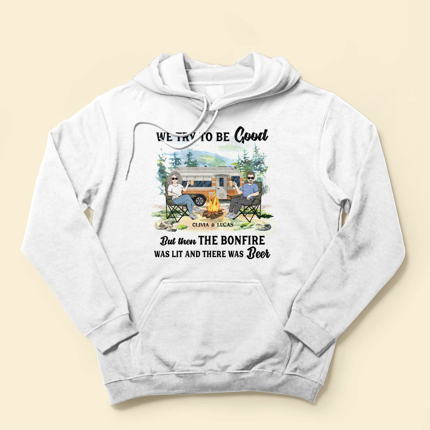 Bonfire And Beer - Personalized Shirt - Camping Couple Apparel, Camping Gift For Couple, Husband, Wife - Image 4