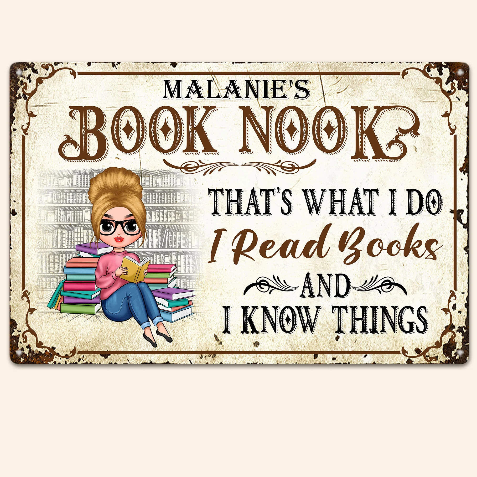 Book Nook, That's What I Do, I Read Books - Personalized Metal Sign