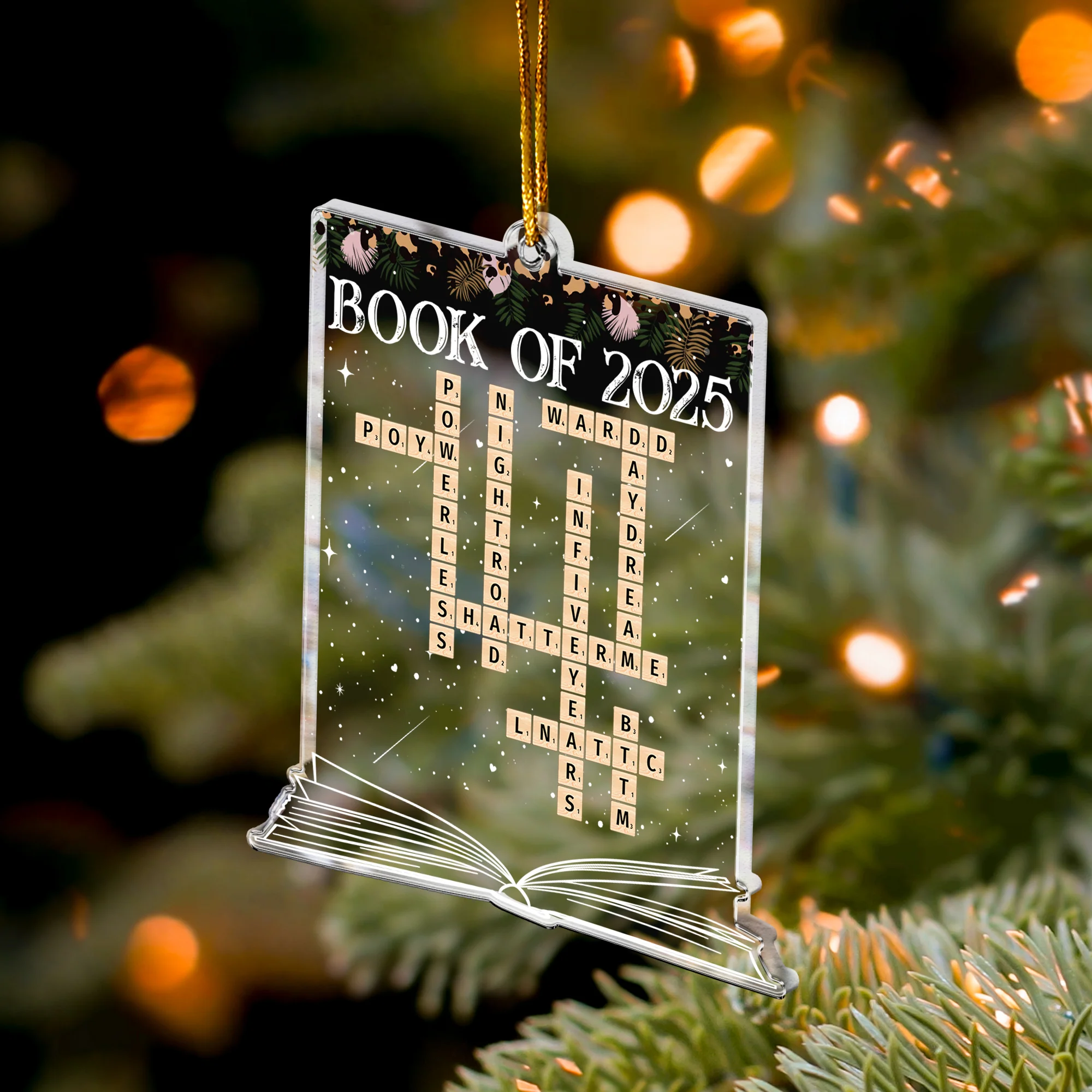 Book Of 2025 Scrabble Book Name - Personalized Acrylic Ornament - Image 4