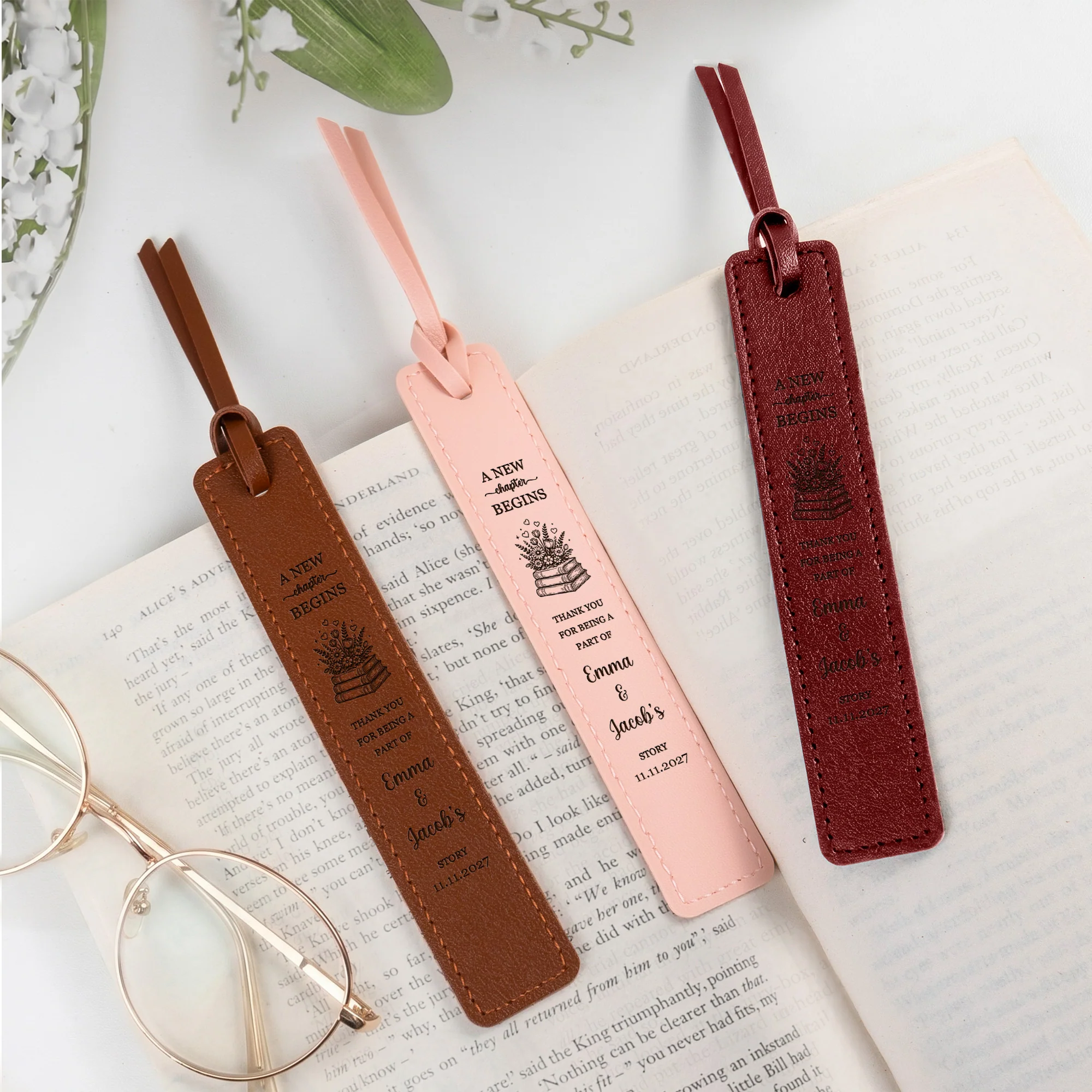 Bookmark Wedding Favor Guest Gift A New Chapter Begins - Personalized Bookmark - Image 3