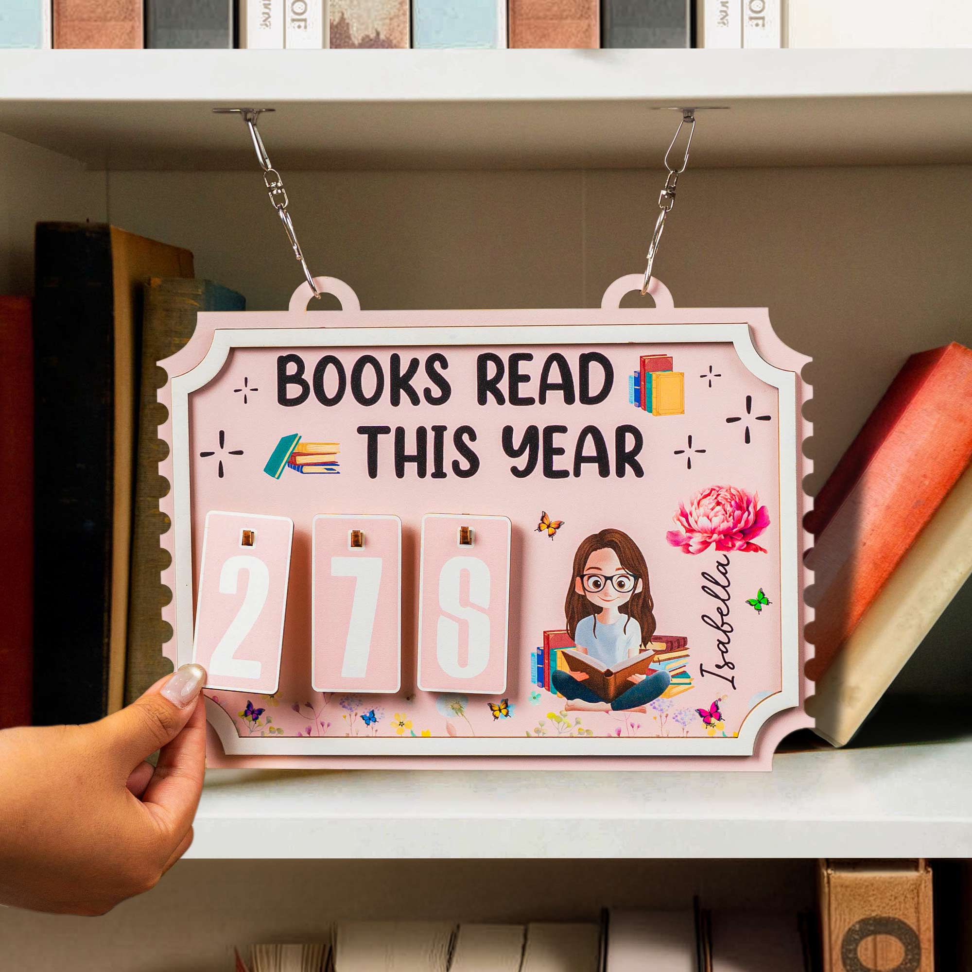 Books Read This Year - Personalized Hanging Bookshelf Counter - Image 2