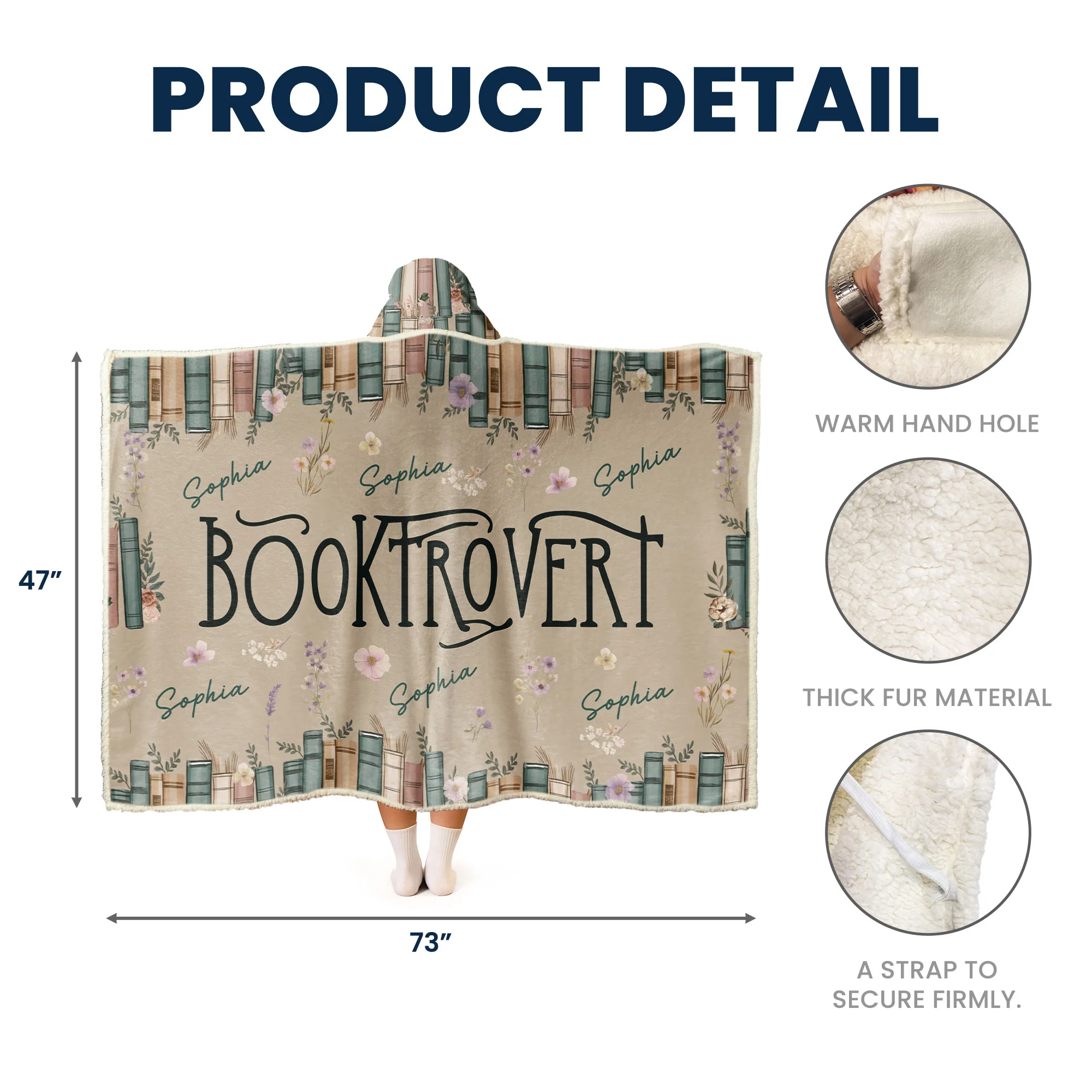 Booktrovert - Personalized Wearable Blanket Hoodie - Image 6