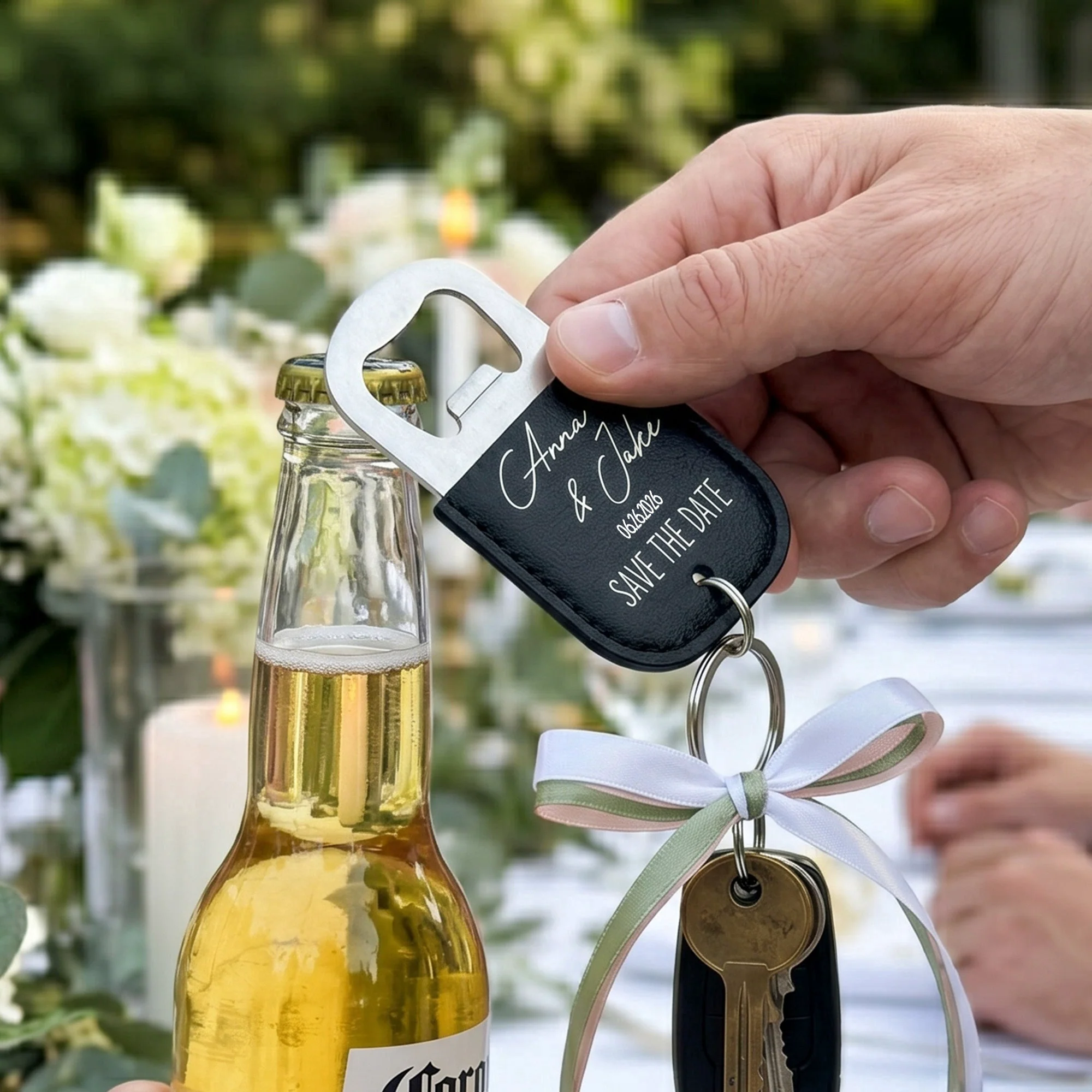 Bottle Opener Wedding Favors Wedding Thank You Gift - Personalized Keychain - Image 2