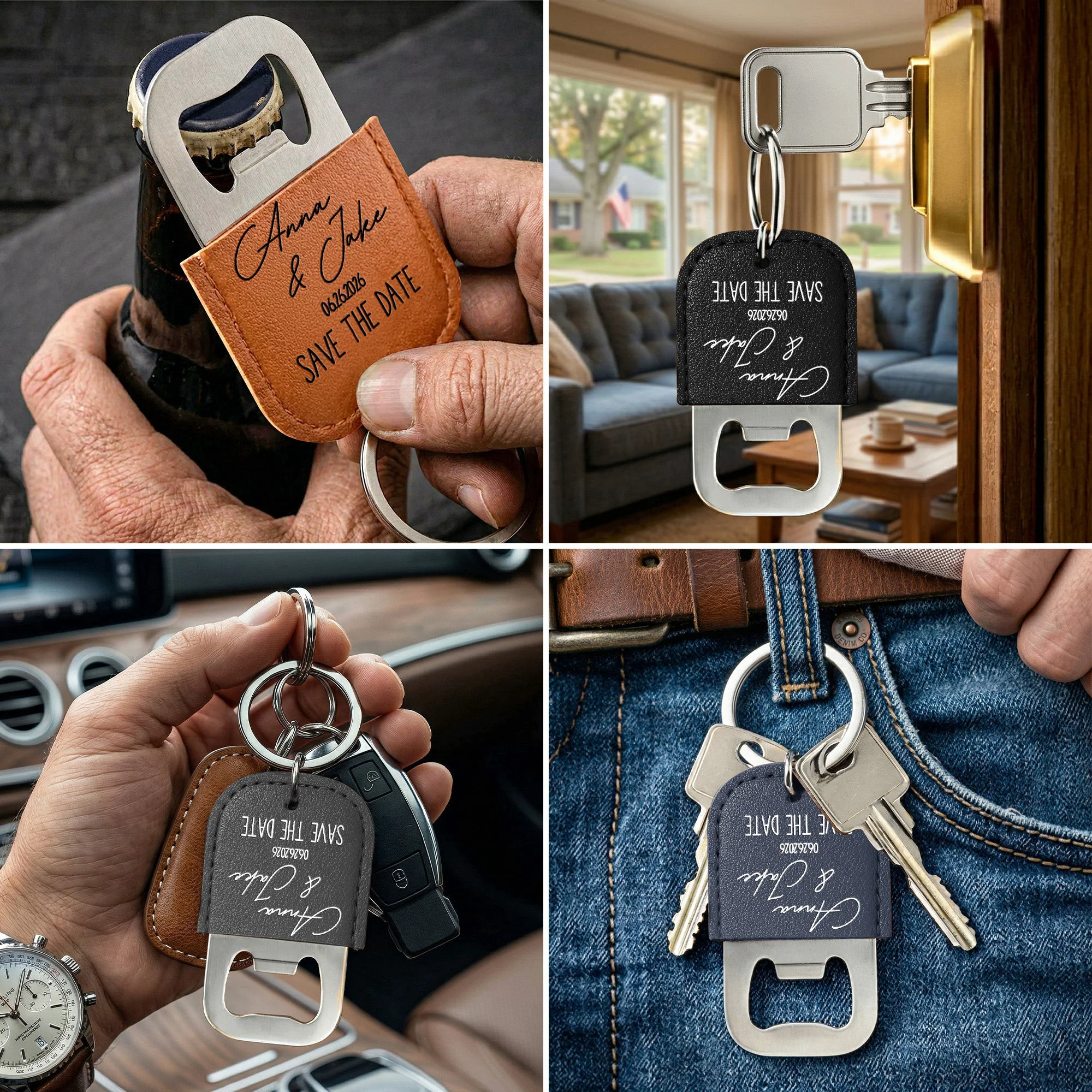 Bottle Opener Wedding Favors Wedding Thank You Gift - Personalized Keychain - Image 4