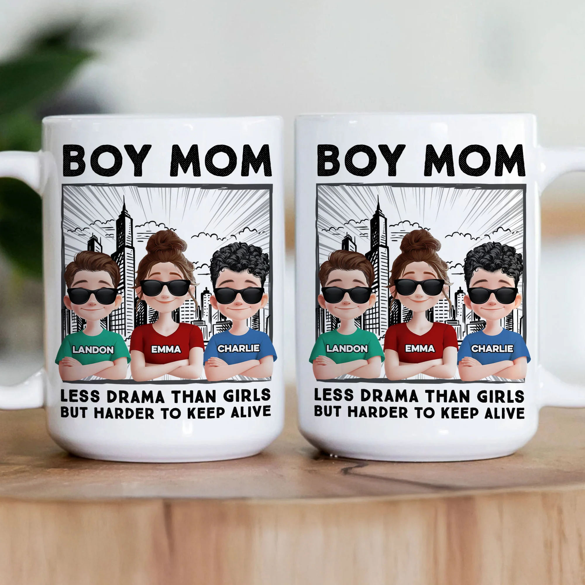 Boy Mom Less Drama Than Girls But Harder To Keep Alive - Personalized Mug - Image 2