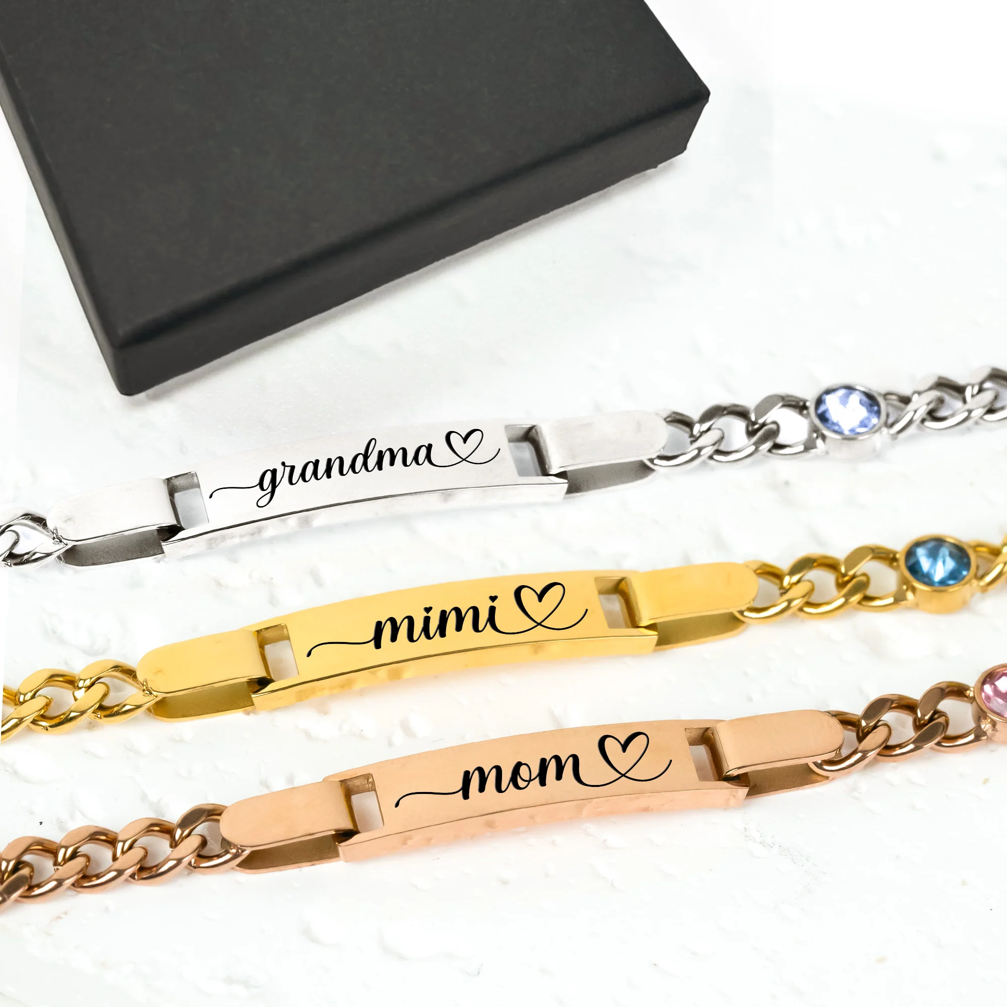 Bracelet Gift For Mom Grandma - Personalized Stainless Steel Engraved Name Bracelet - Image 2