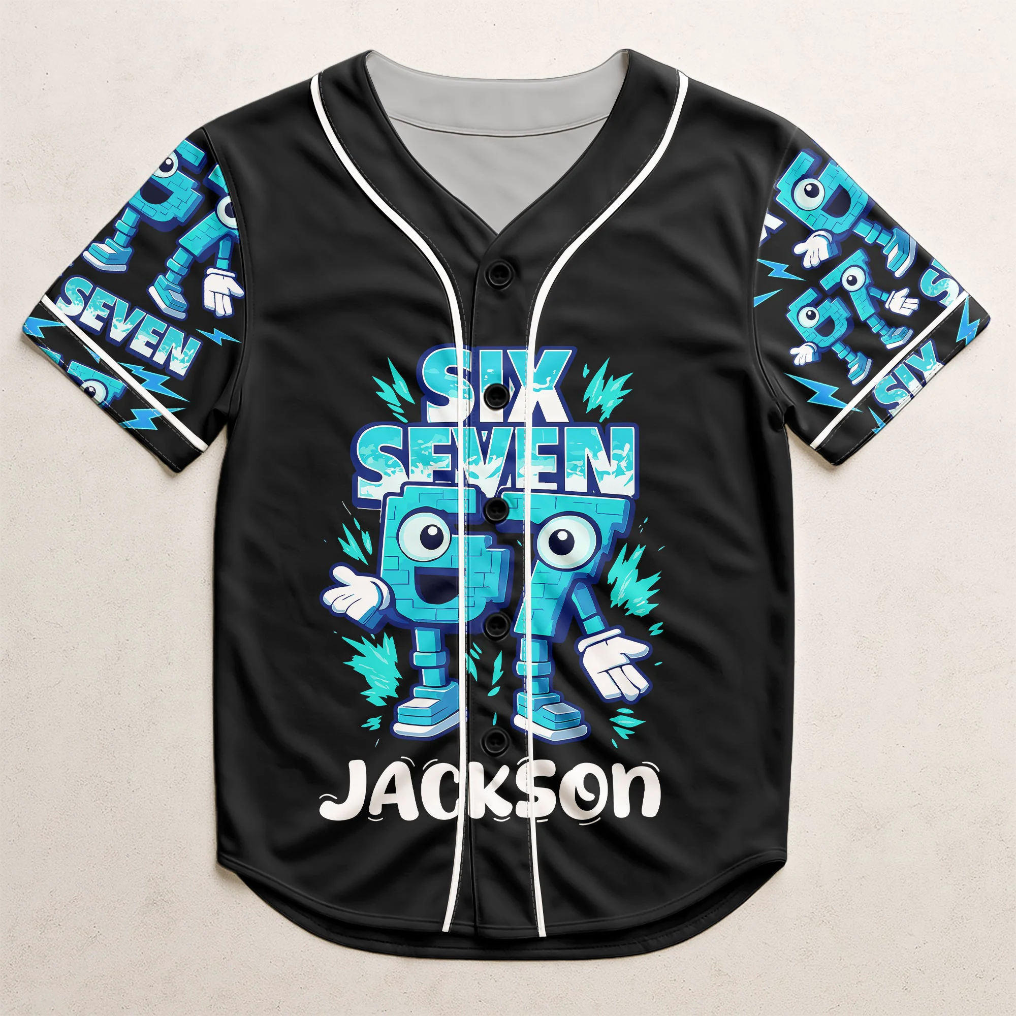 Brainrot Six Seven Kid Gaming - Personalized Jersey Shirt - Image 2