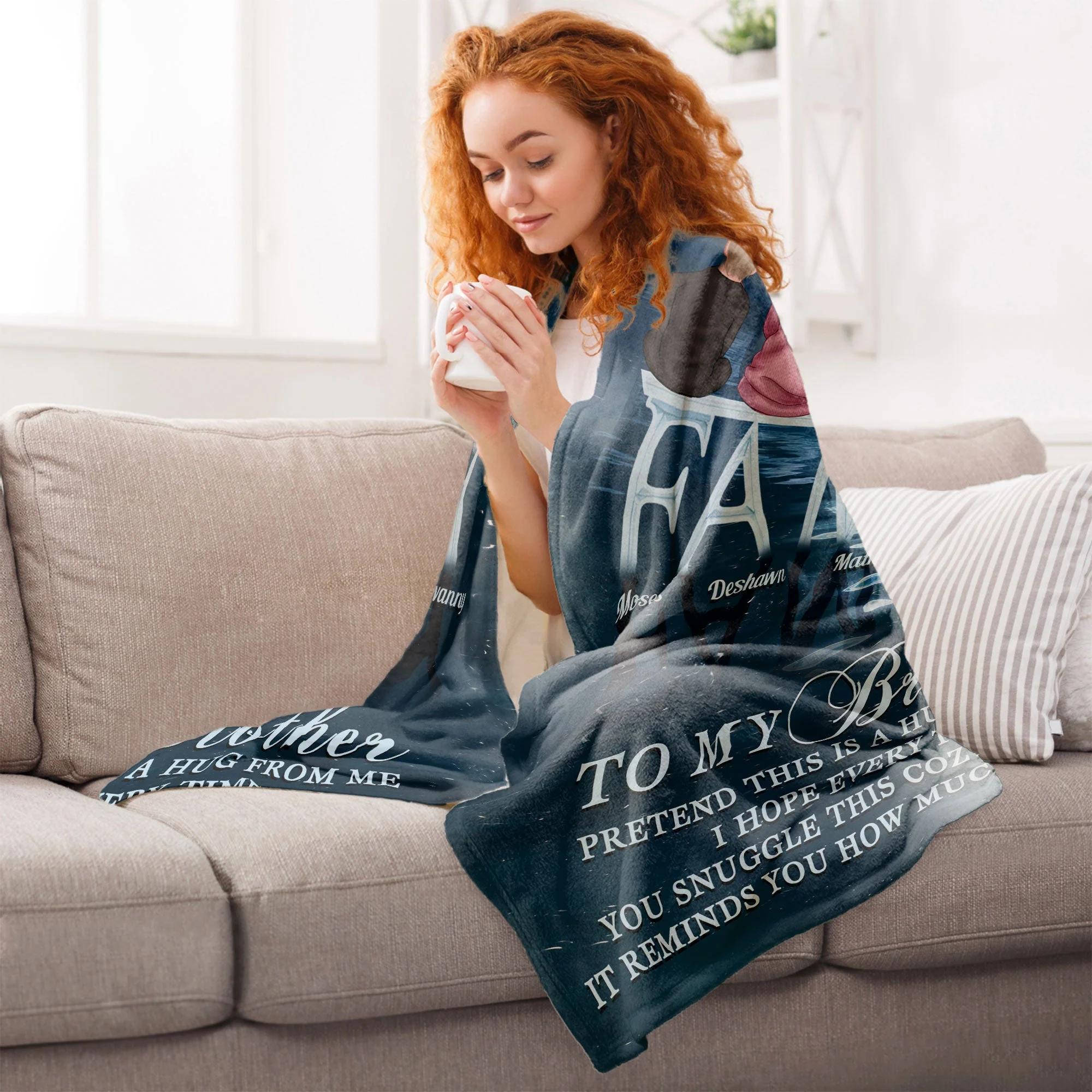 Brother Sister - Pretend This Is A Hug From Me  - Personalized Blanket - Christmas, New Year Gift For Sisters, Brothers, Sibling - Image 5