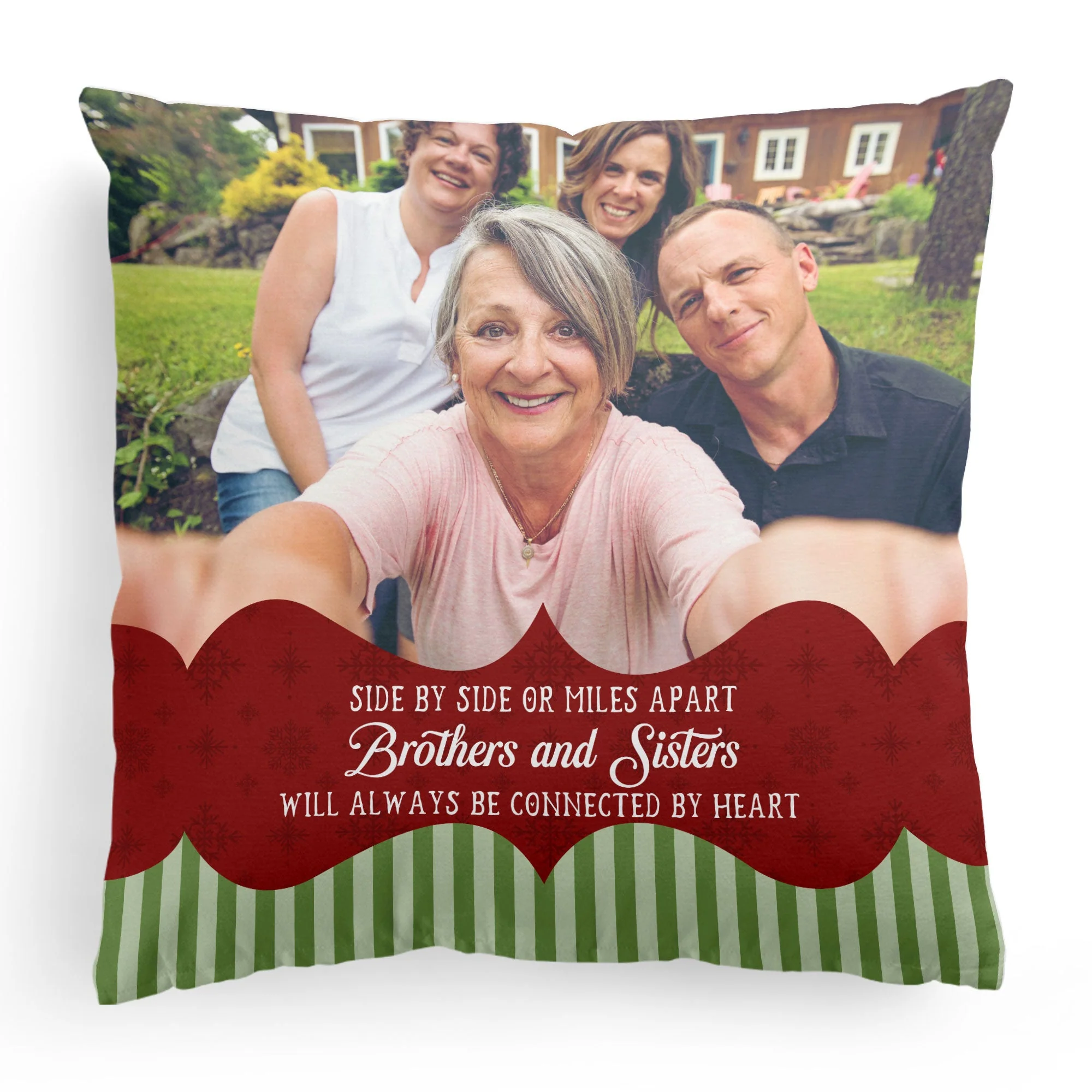 Brothers And Sisters Will Always Be Connected By Heart - Personalized Photo Pillow (Insert Included) - Image 6