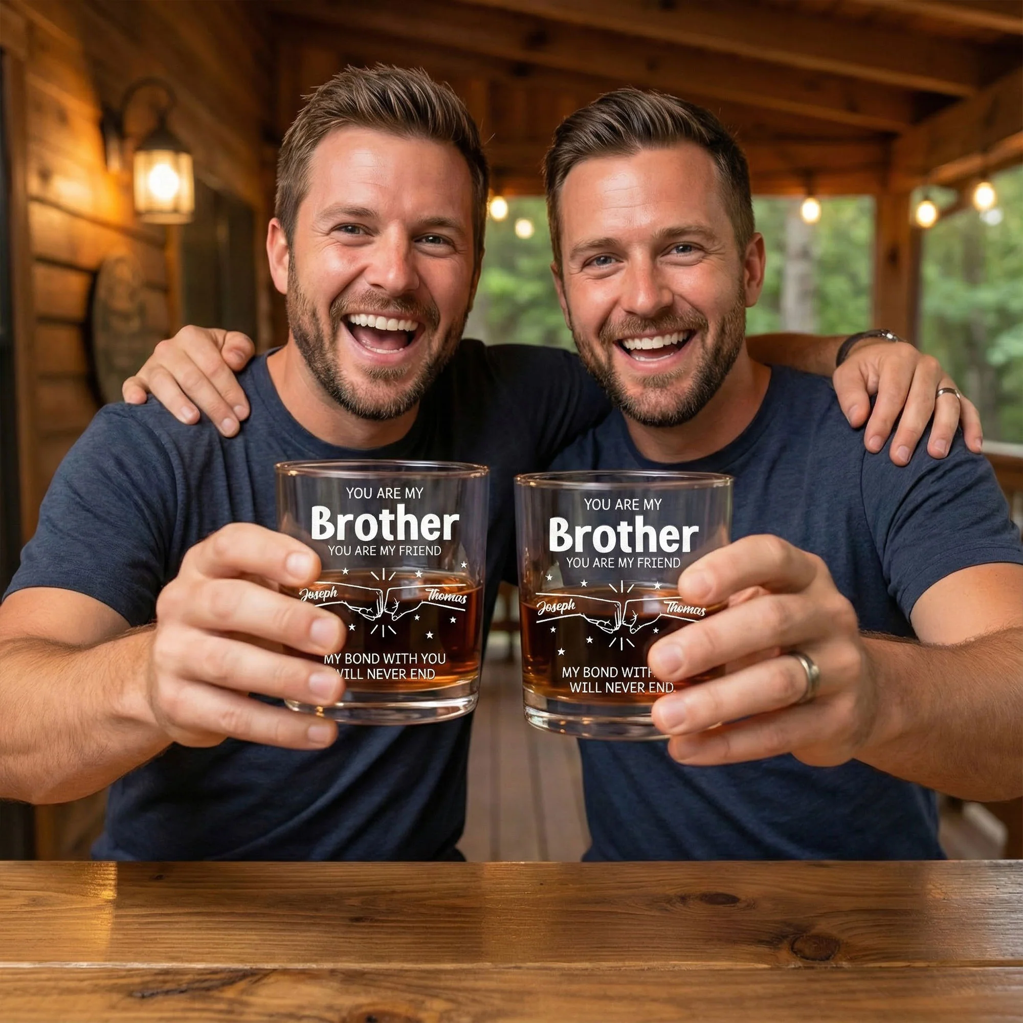 Brothers My Bond With You Will Never End - Personalized Whiskey Glass - Image 2