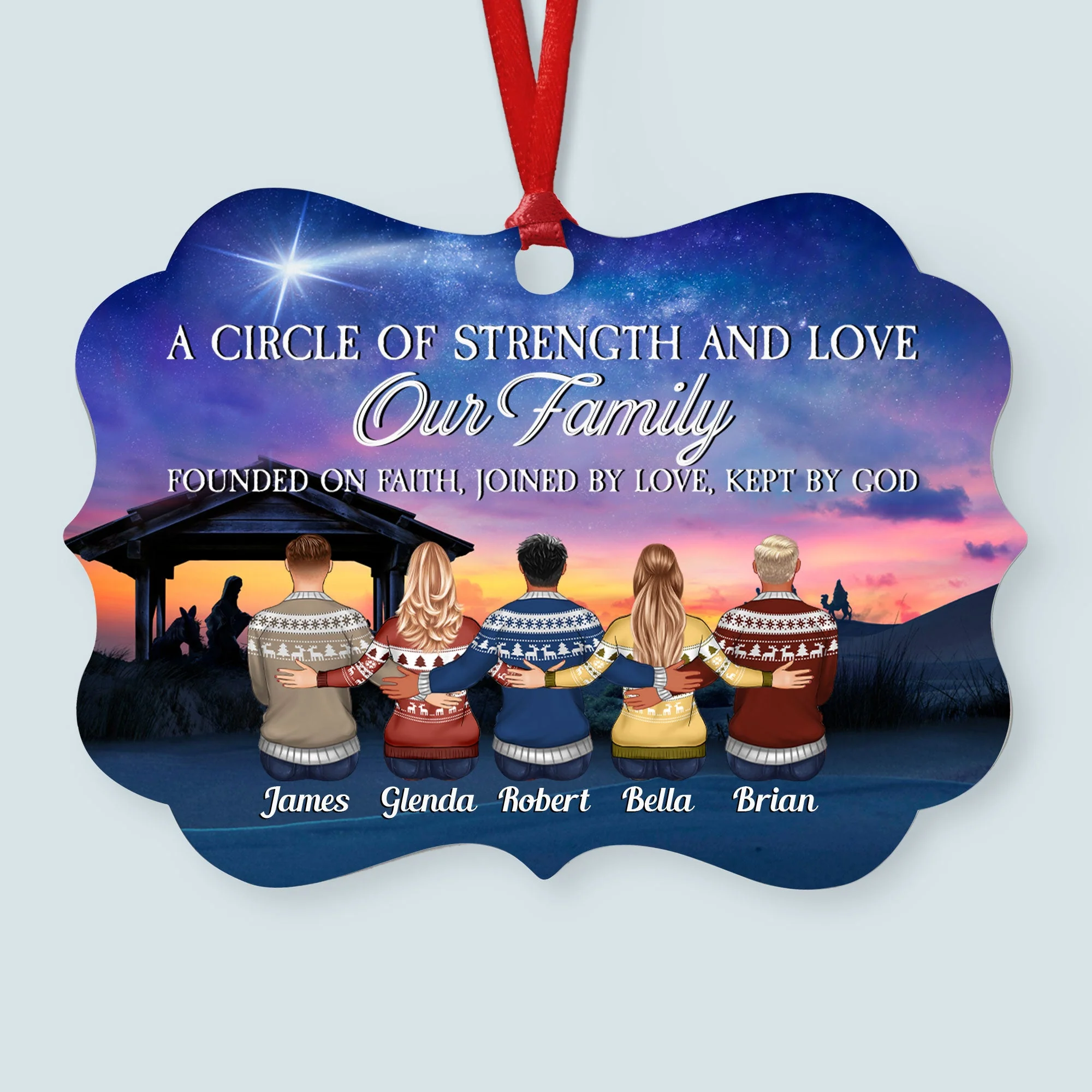 Brothers & Sisters Are God Way Of Making Sure We Never Walk Alone - Personalized Aluminum Ornament - Family Hugging - Image 5