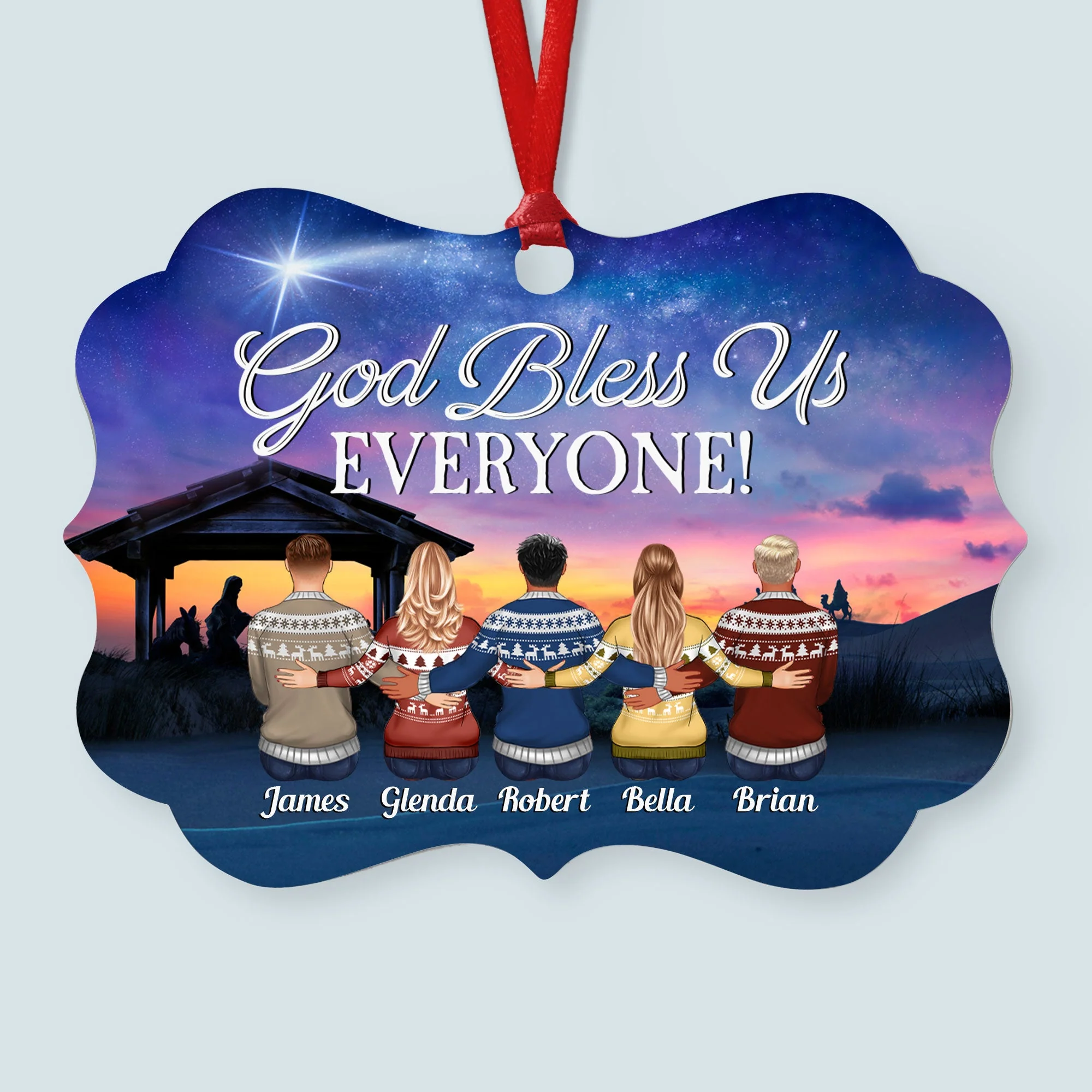 Brothers & Sisters Are God Way Of Making Sure We Never Walk Alone - Personalized Aluminum Ornament - Family Hugging - Image 6