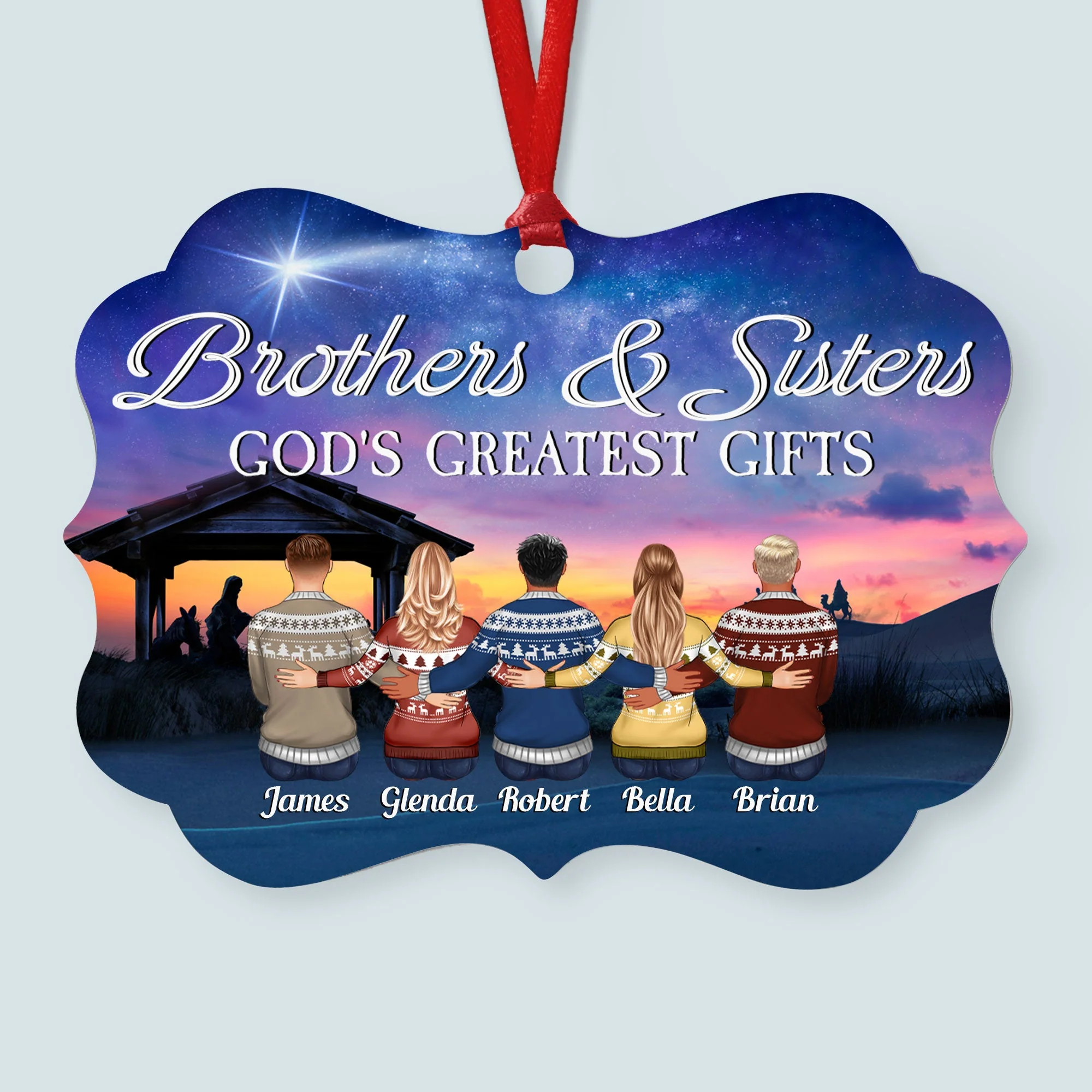 Brothers & Sisters Are God Way Of Making Sure We Never Walk Alone - Personalized Aluminum Ornament - Family Hugging - Image 7