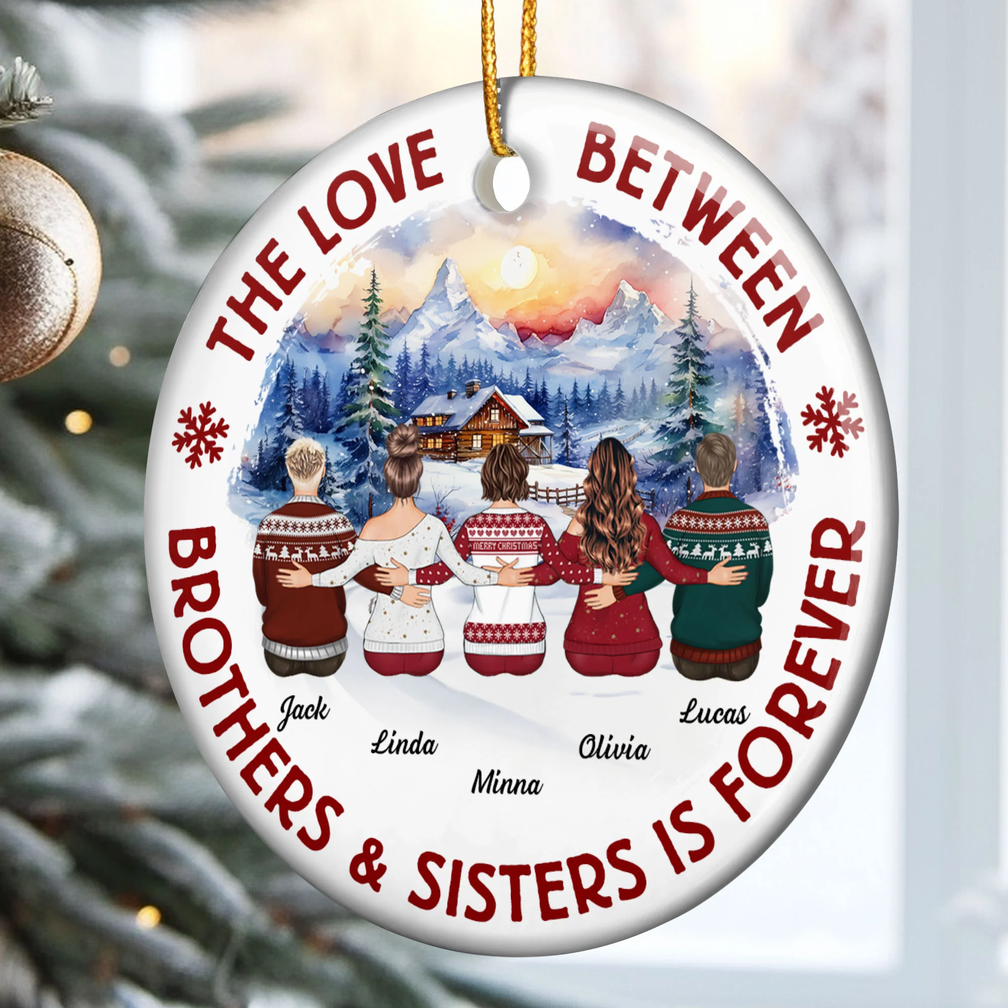 Brothers & Sisters Forever Gifts For Christmas Family - Personalized Ceramic Ornament - Image 3