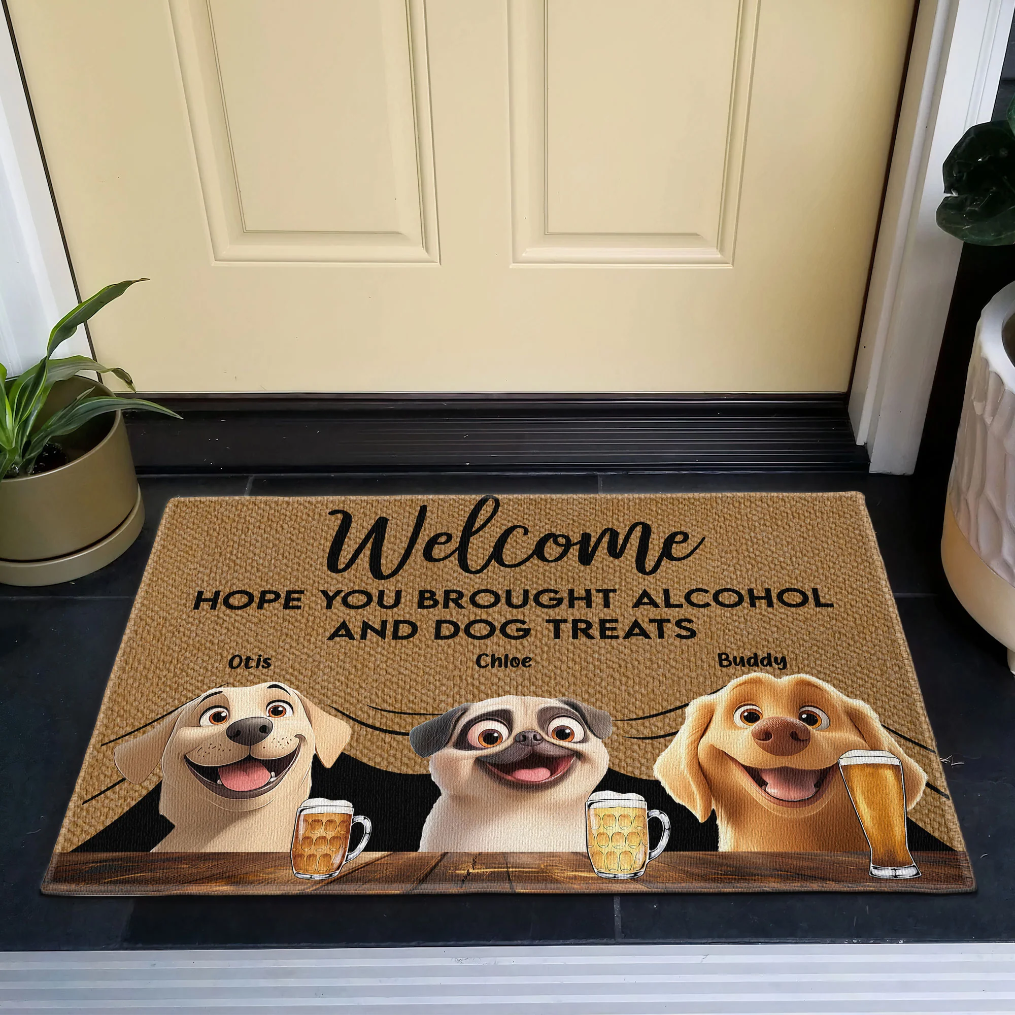 Brought Alcohol And Dog Treats - Personalized Doormat - Image 7
