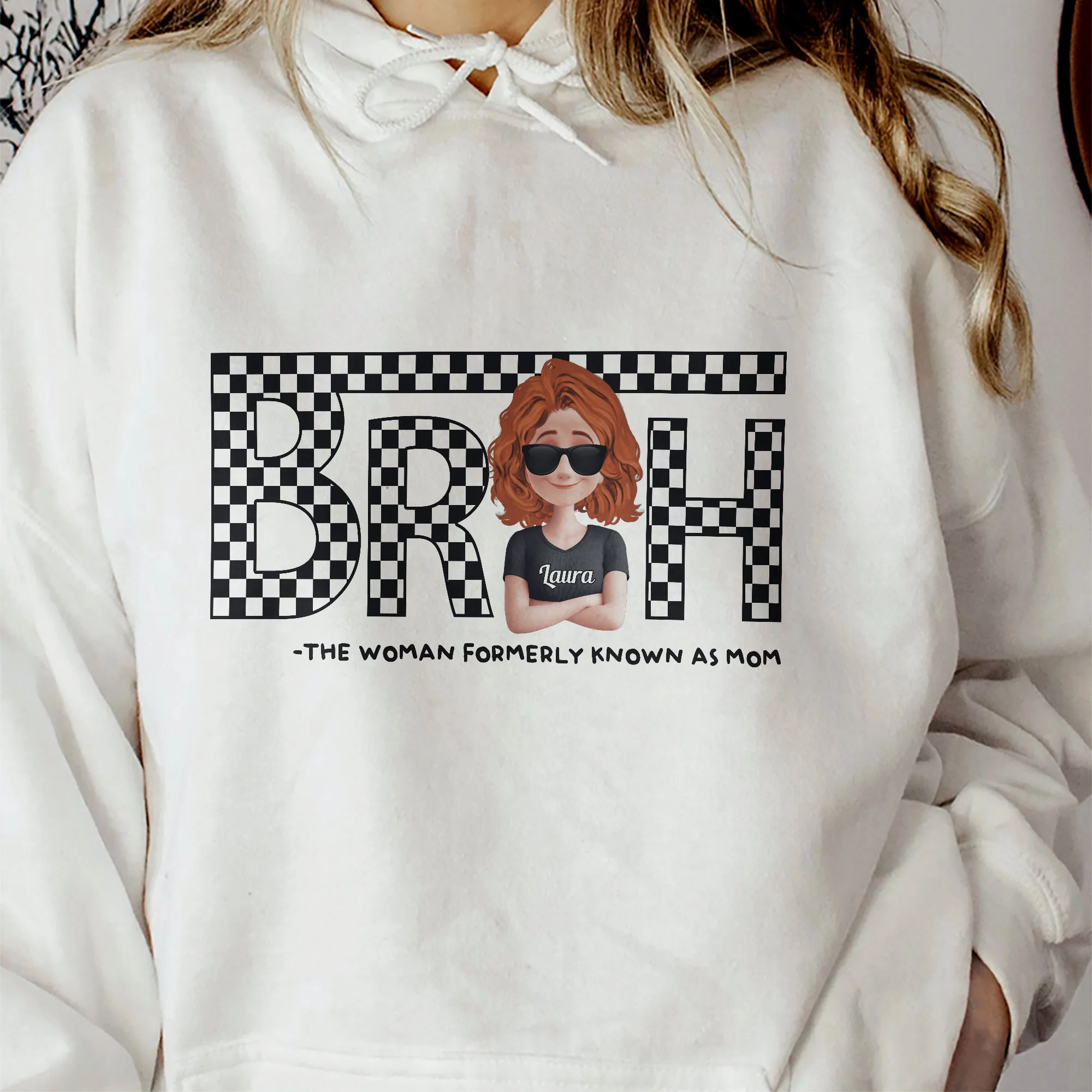 Bruh Funny Mom Checkered Pattern - Personalized Shirt - Image 6