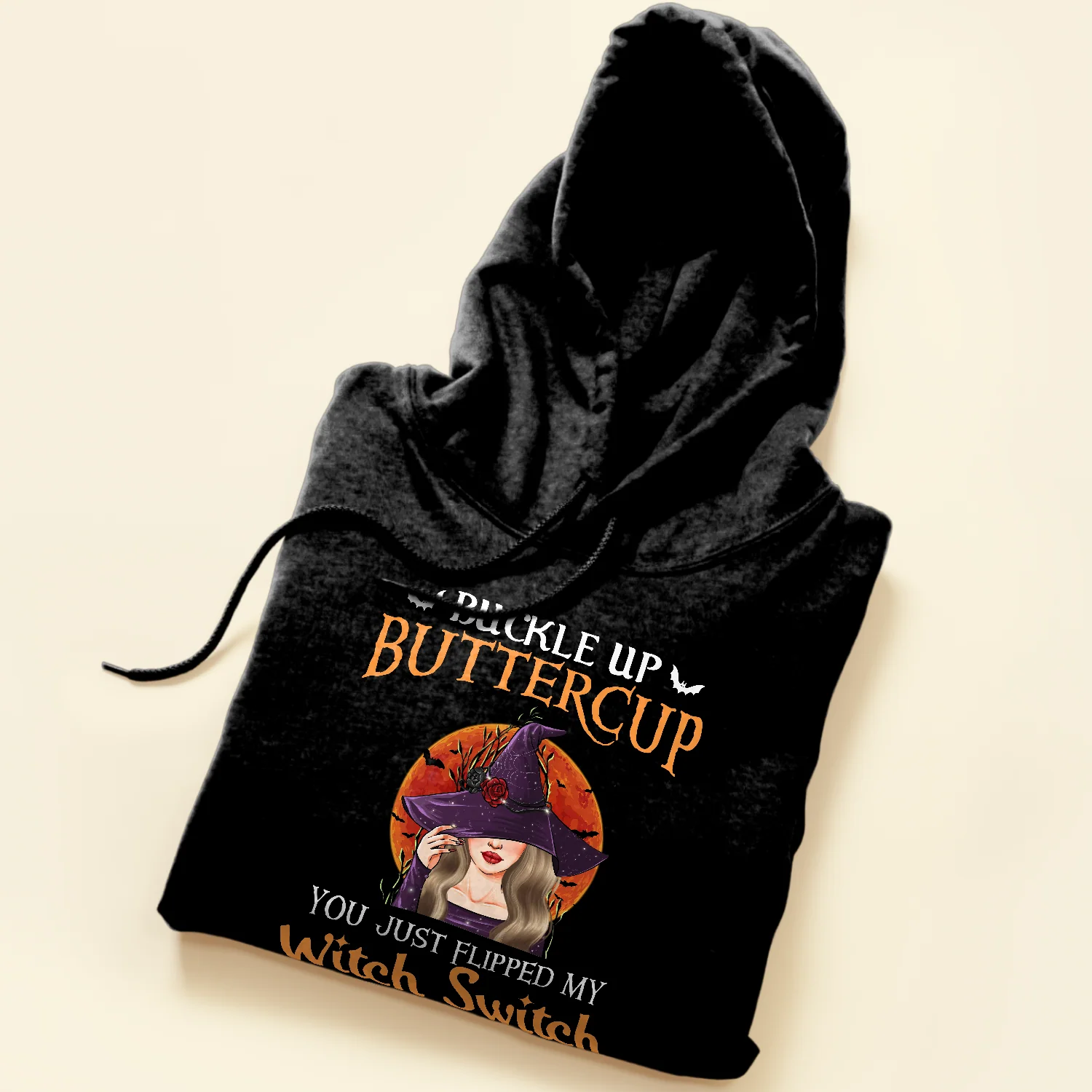 Buckle Up Butter Cup, Witch Switch - Personalized Shirt - Halloween Gifts For Witch - Witch Face Front - Image 5