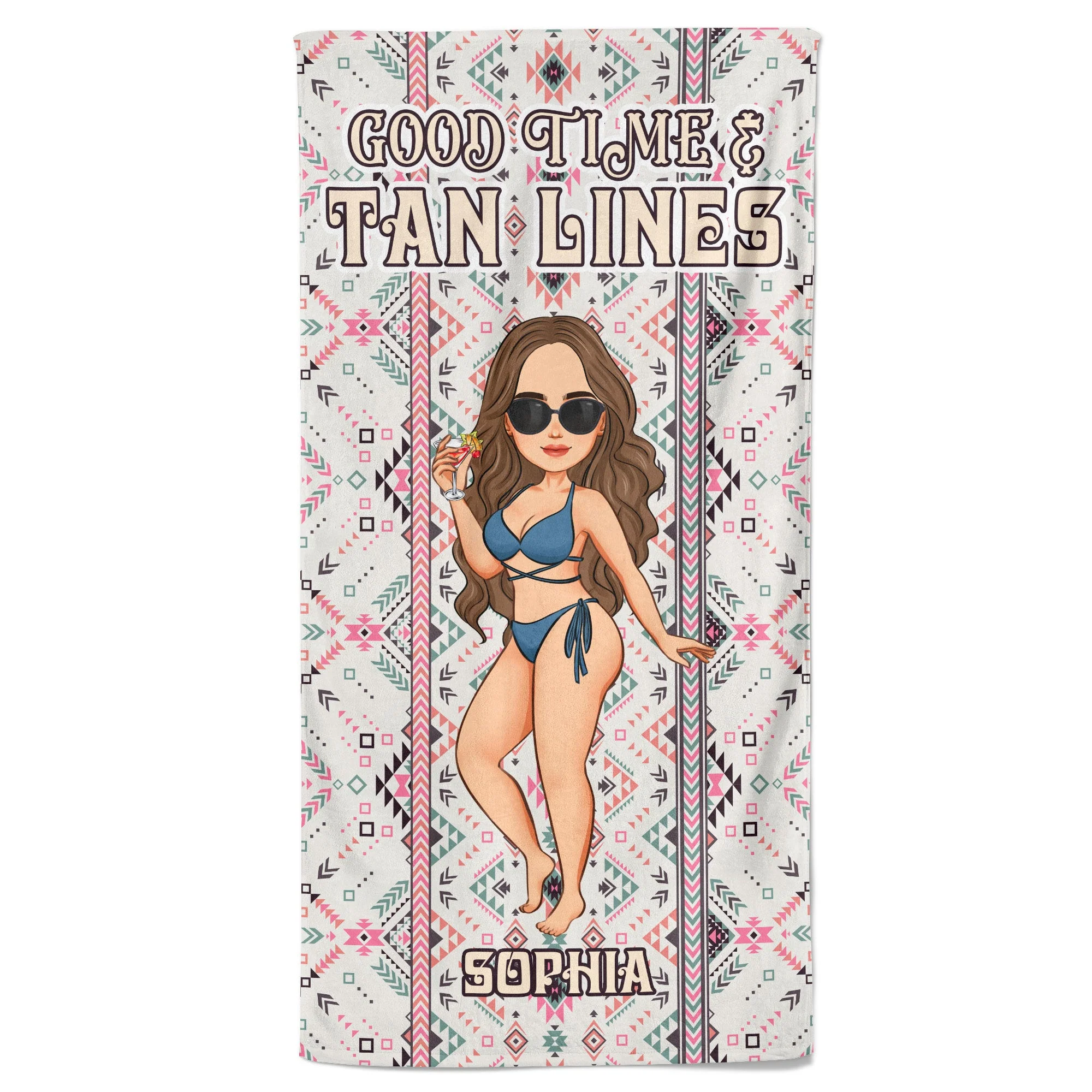 Buenos Tiempos Y Líneas De Bronceado - Toalla De Playa Personalizada - Image 2