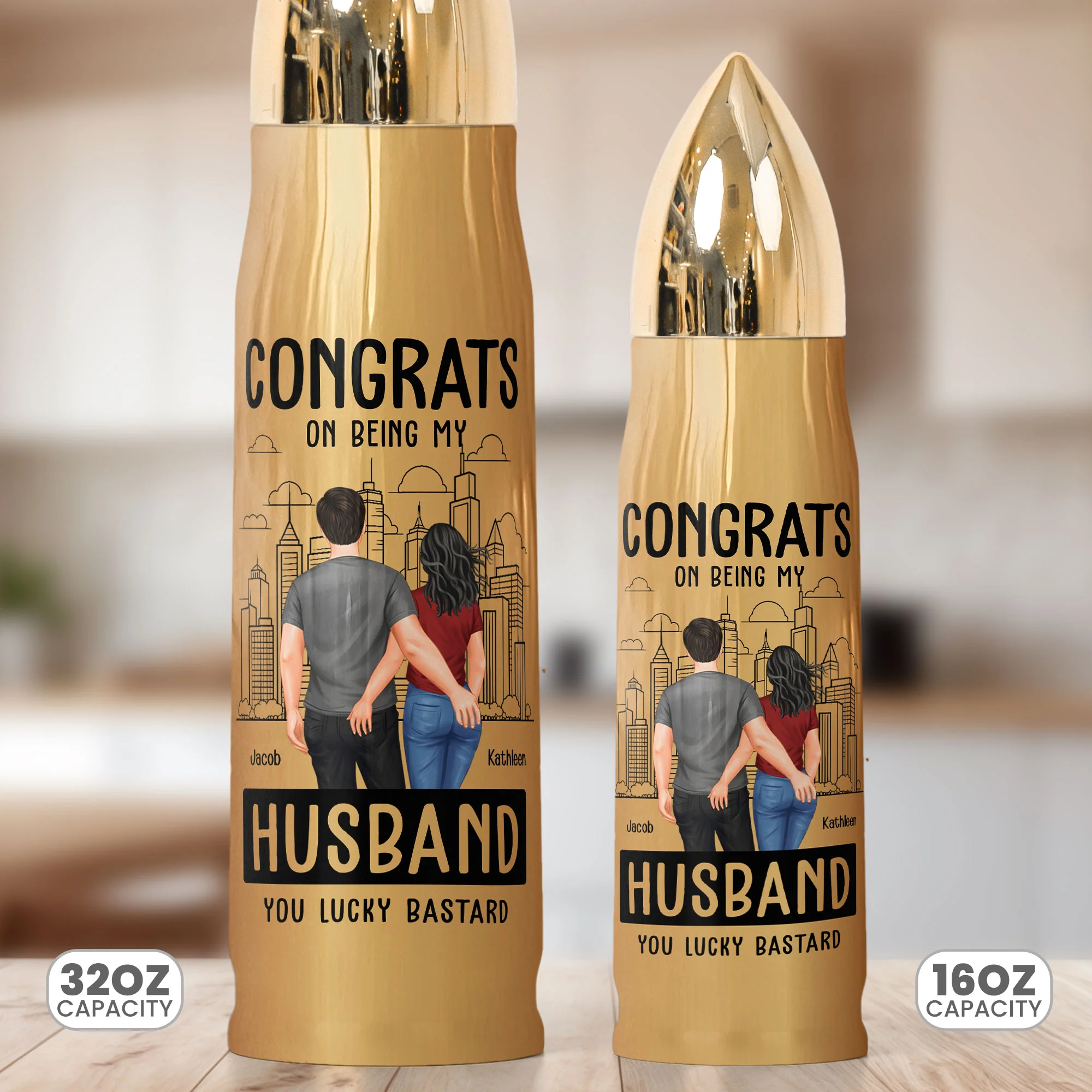 Bullet Tumbler Congrats On Being My Husband - Personalized Bullet Tumbler - Image 3