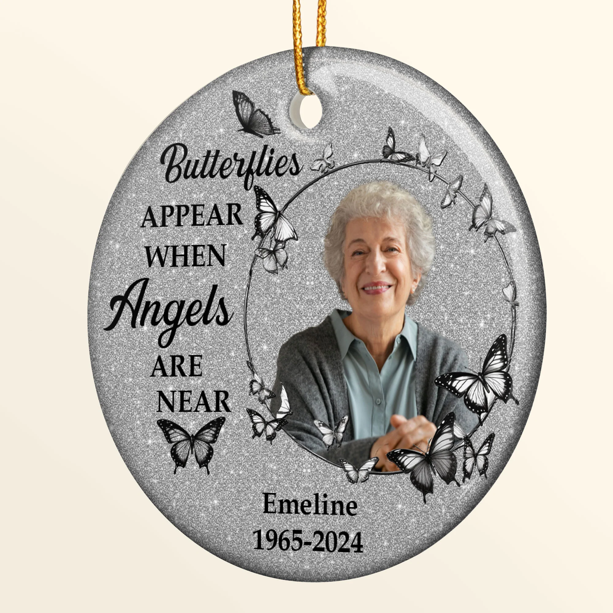 Butterflies Appear When Angels Are Near - Personalized Ceramic Photo Ornament - Image 6
