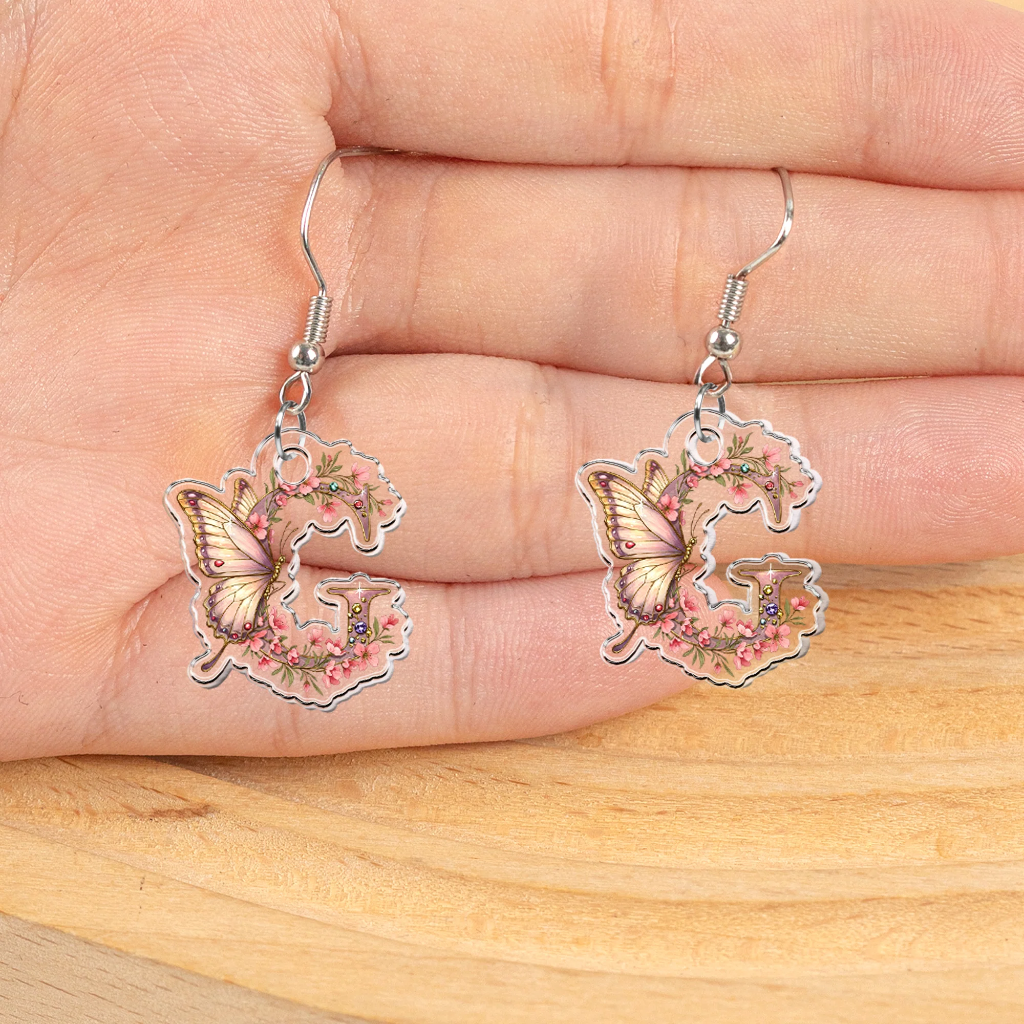 Butterfly Monograms - Personalized Acrylic Earrings - Image 3