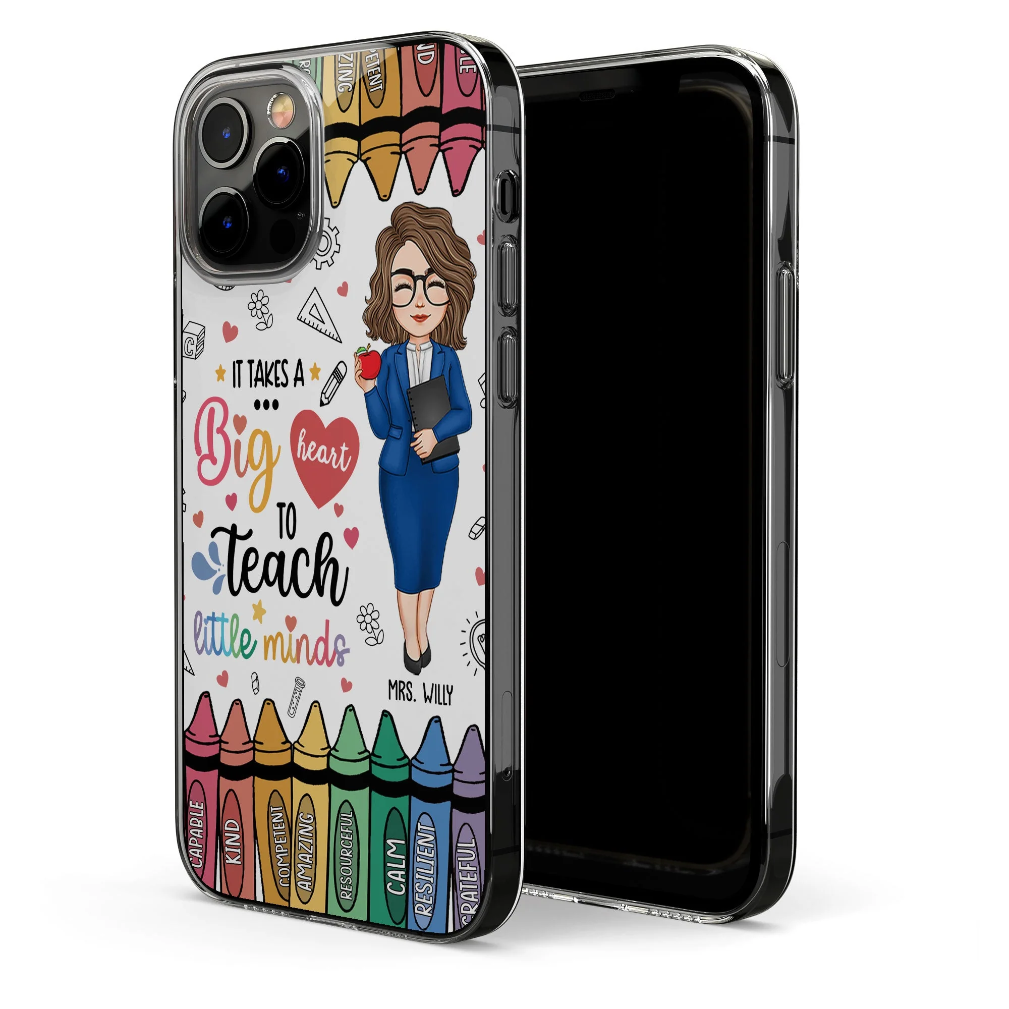 Calm Grateful Teacher - Personalized Clear Phone Case - Image 2