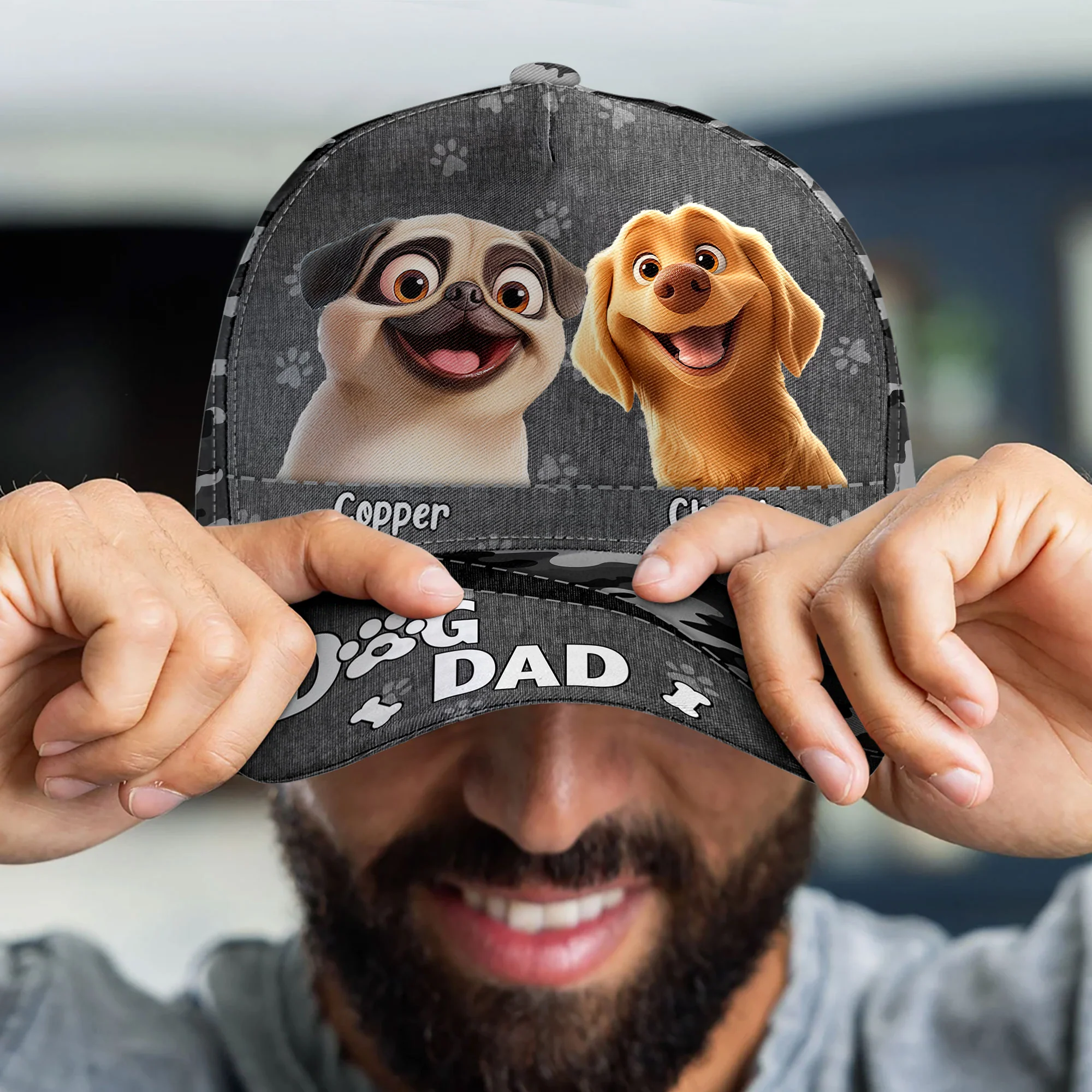 Camouflage Pattern Dog Dad - Personalized Classic Cap - Image 4