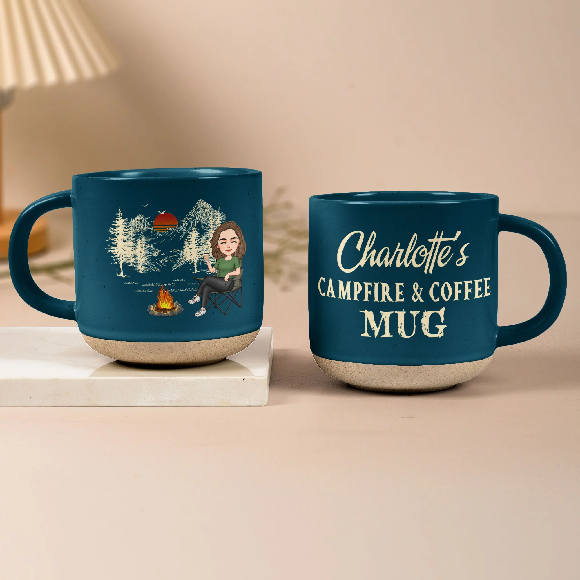 Campfire And Coffee Mug - Personalized Pottery Mug - Image 2