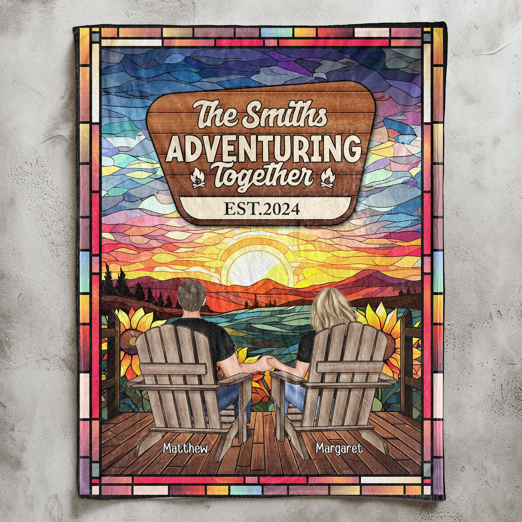 Camping Couple Adventuring Together - Personalized Blanket - Image 7