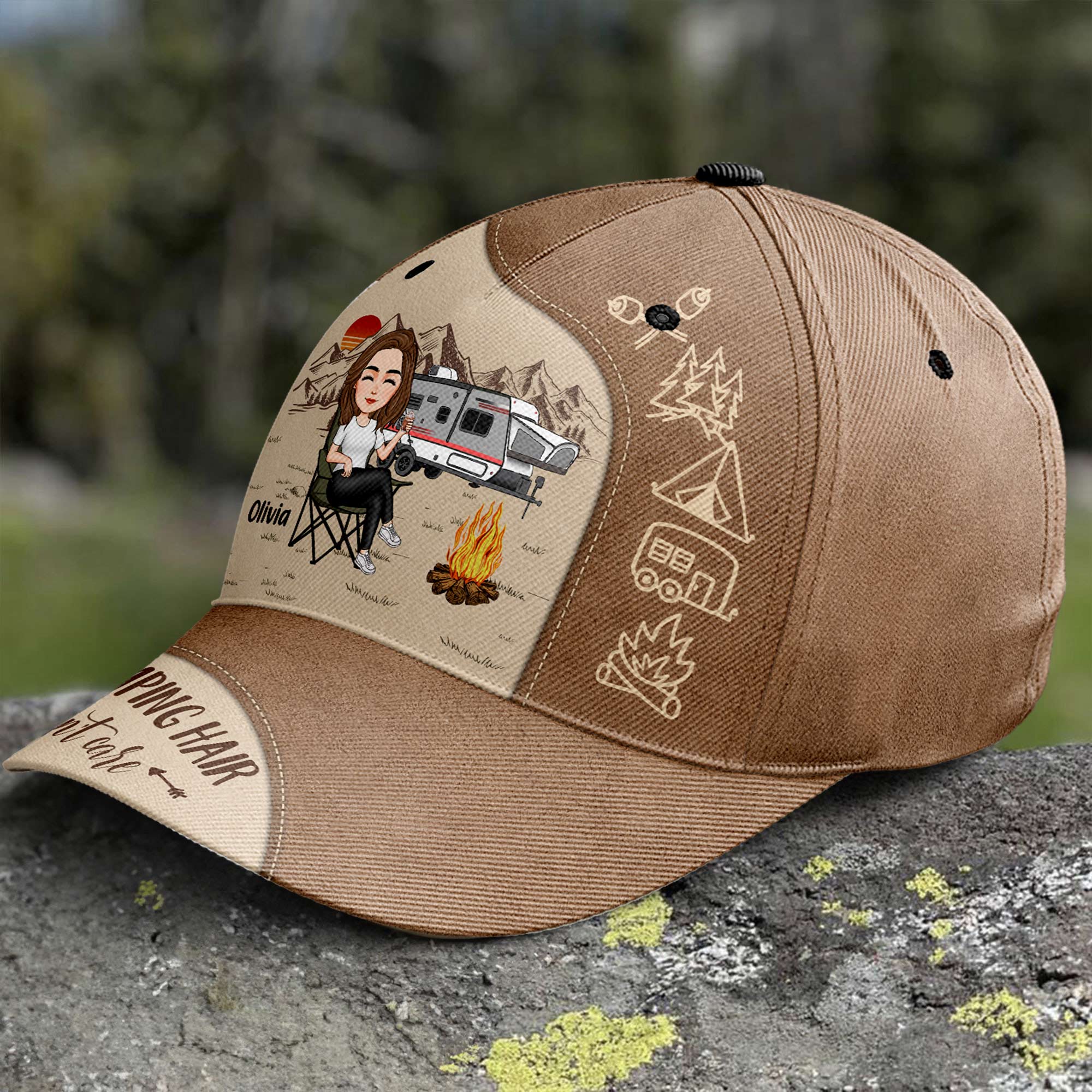Camping Hair Don't Care - New Version - Personalized Classic Cap - Image 2