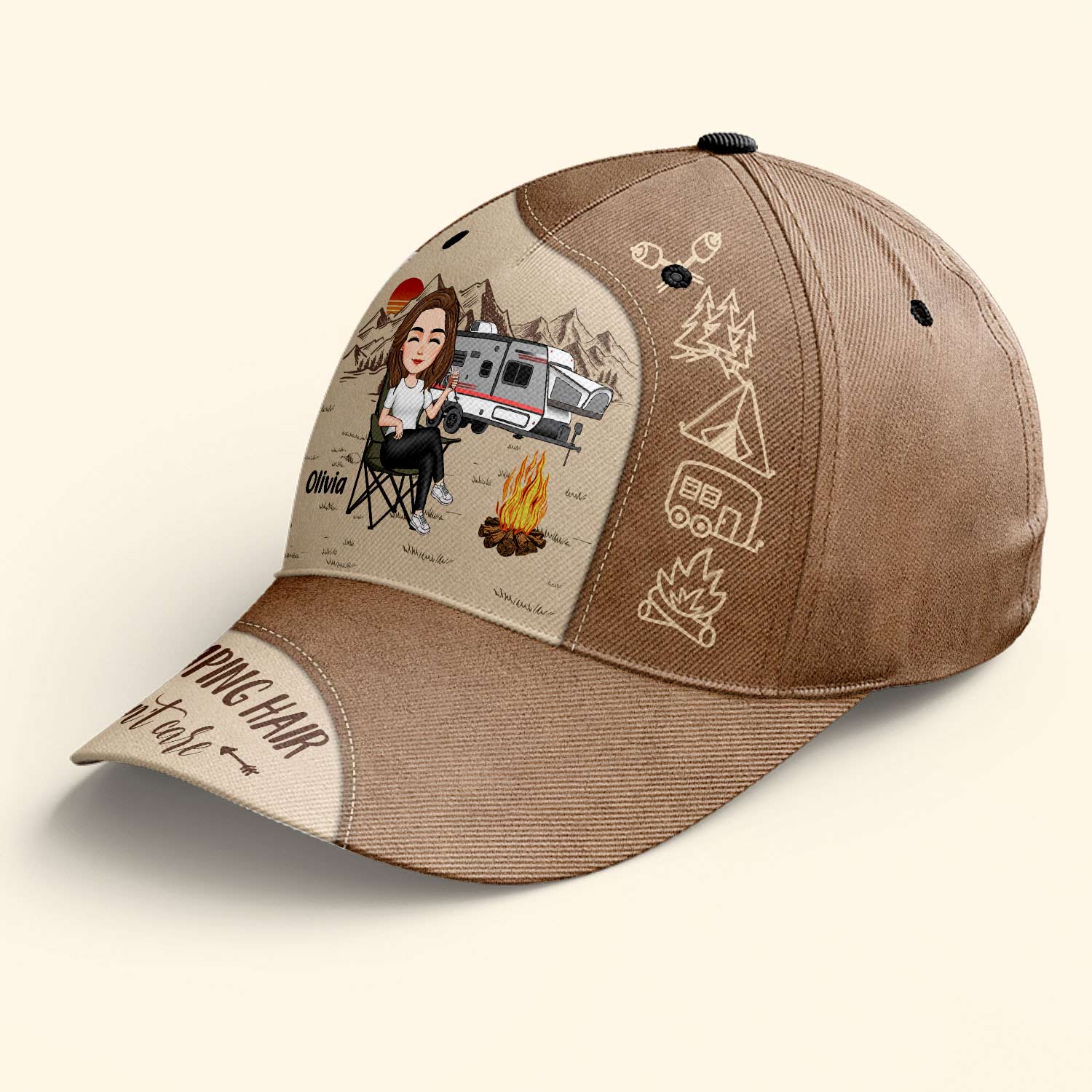 Camping Hair Don't Care - New Version - Personalized Classic Cap - Image 7