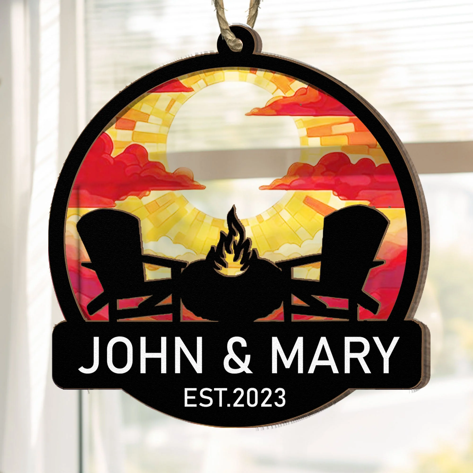 Camping Partners Gift For Couple Husband Wife - Personalized Suncatcher Ornament - Image 3