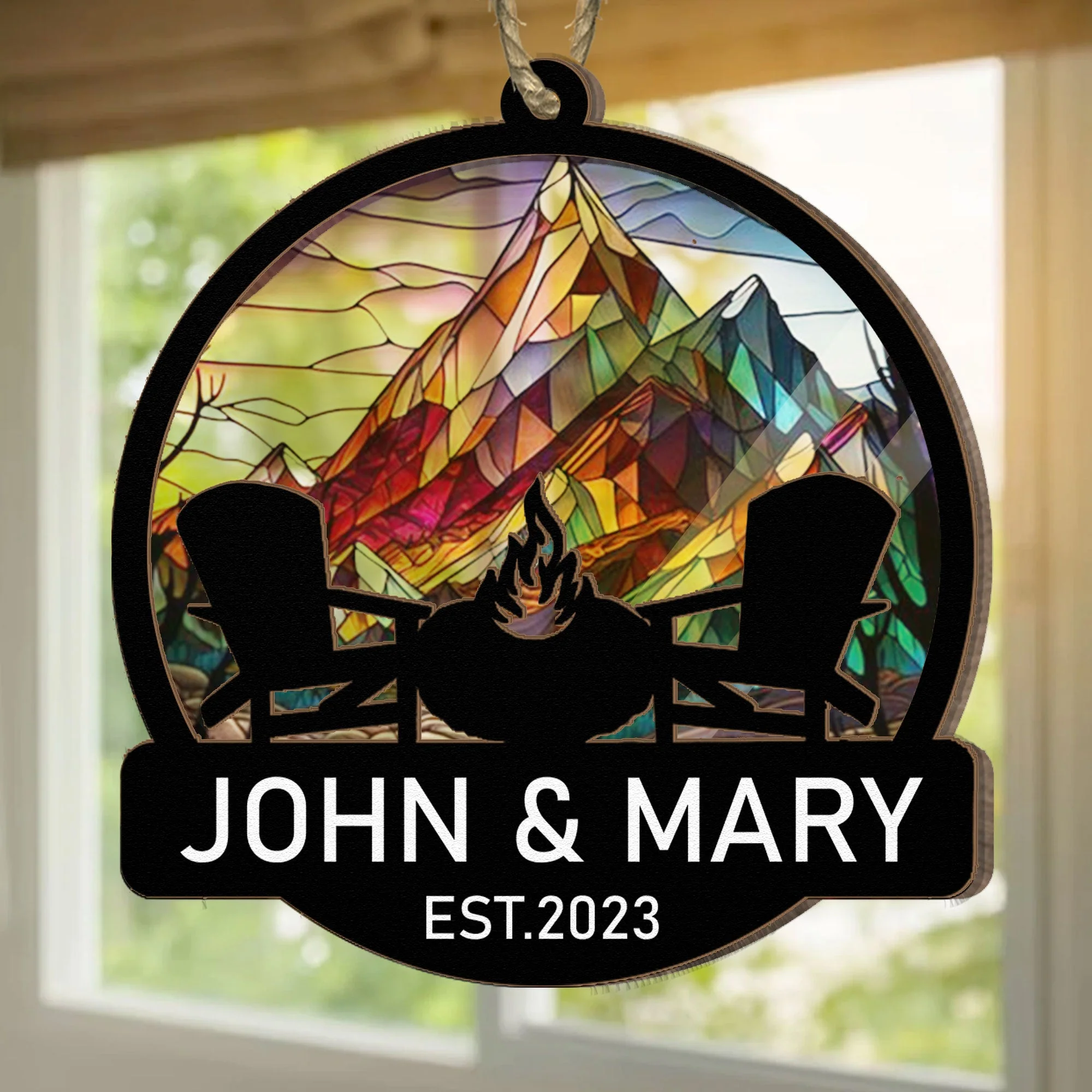 Camping Partners Gift For Couple Husband Wife - Personalized Suncatcher Ornament - Image 5