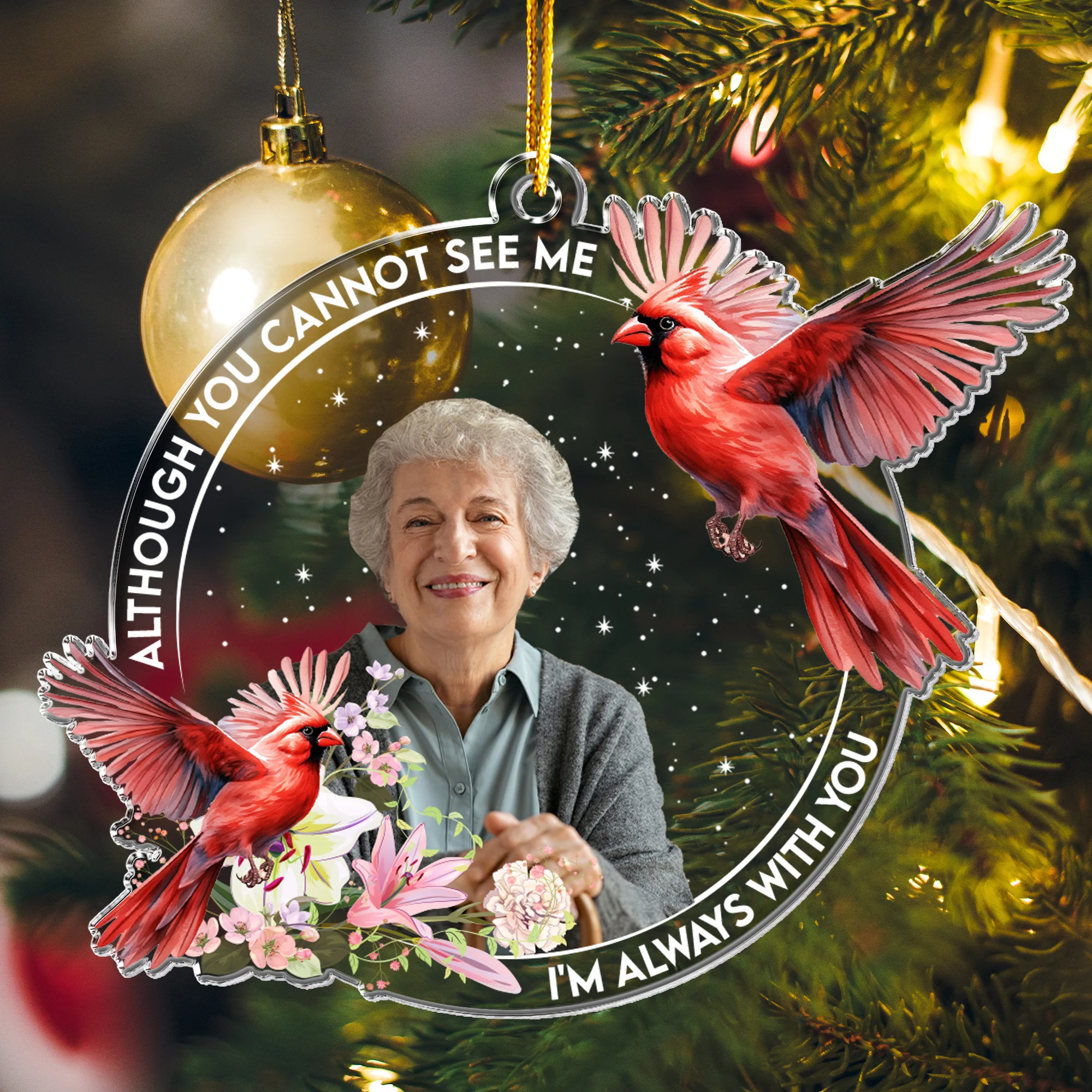 Cardinal Bird I'm Always With You - Personalized Acrylic Photo Ornament - Image 6