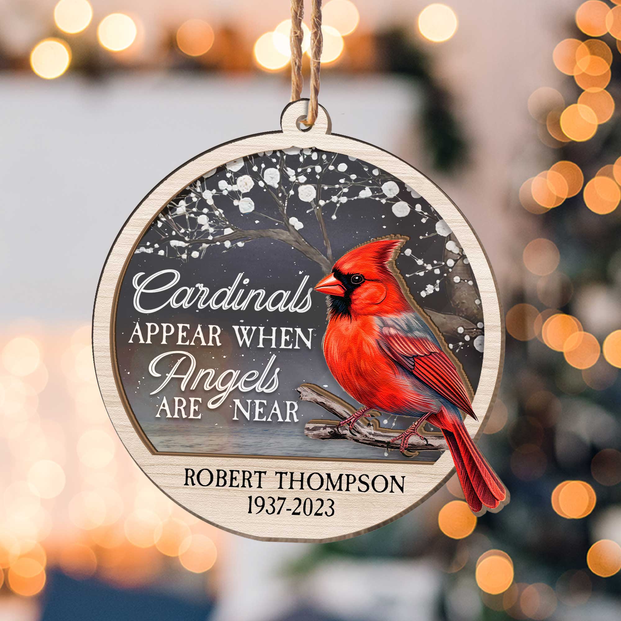 Cardinals Appear When Angels Are Near - Personalized Suncatcher Ornament - Image 3