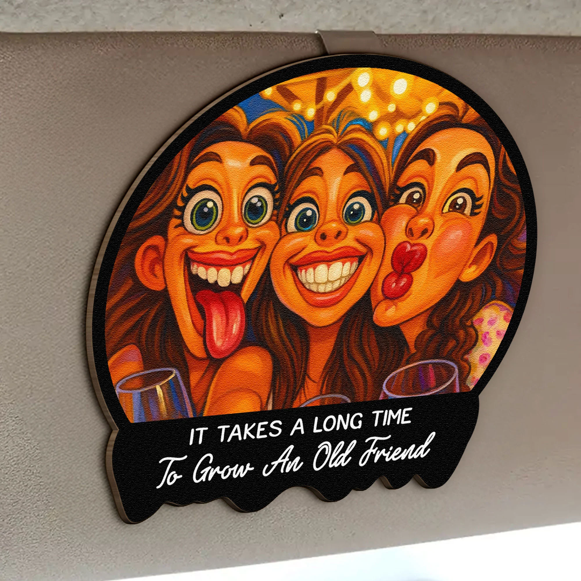 Caricature Wall Art For Friend, Bestie - Cartoon Your Photo - Personalized Wooden Photo Car Visor Clip - Image 2