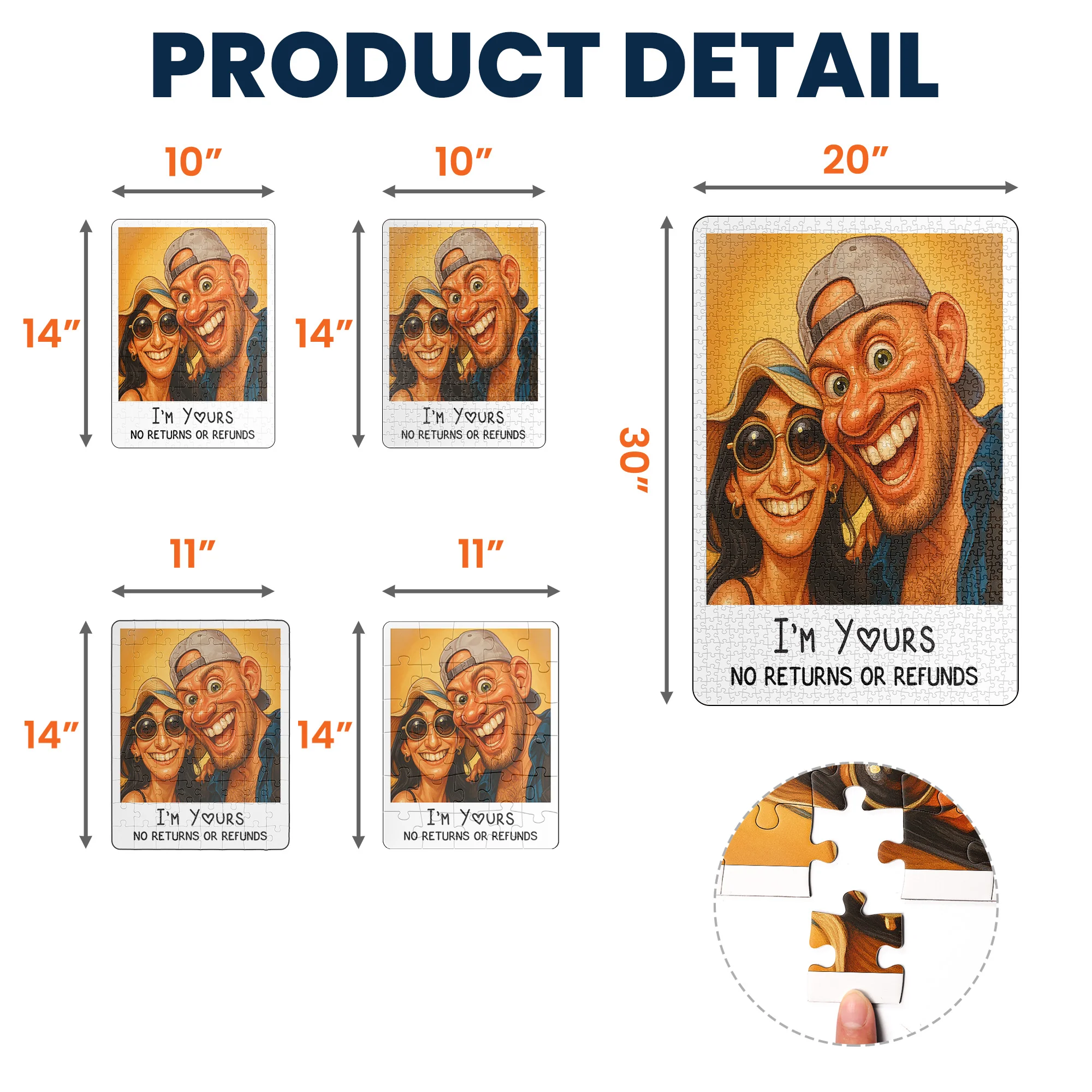 Caricature Wall Art For Funny Couples - Custom Cartoon Drawing From Photo - Personalized Jigsaw Puzzle - Image 8