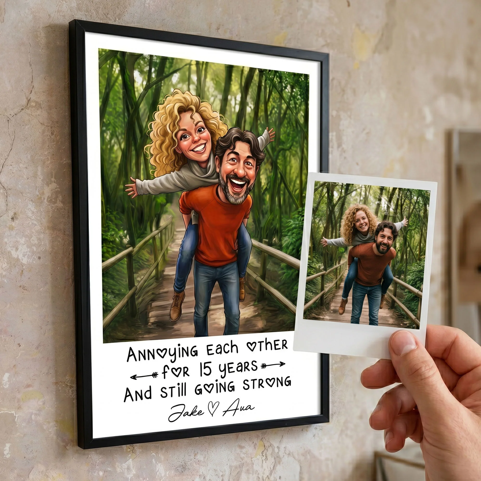 Caricature Your Photos - Annoying Each Other For Years And Still Going Strong - Personalized Poster - Image 2