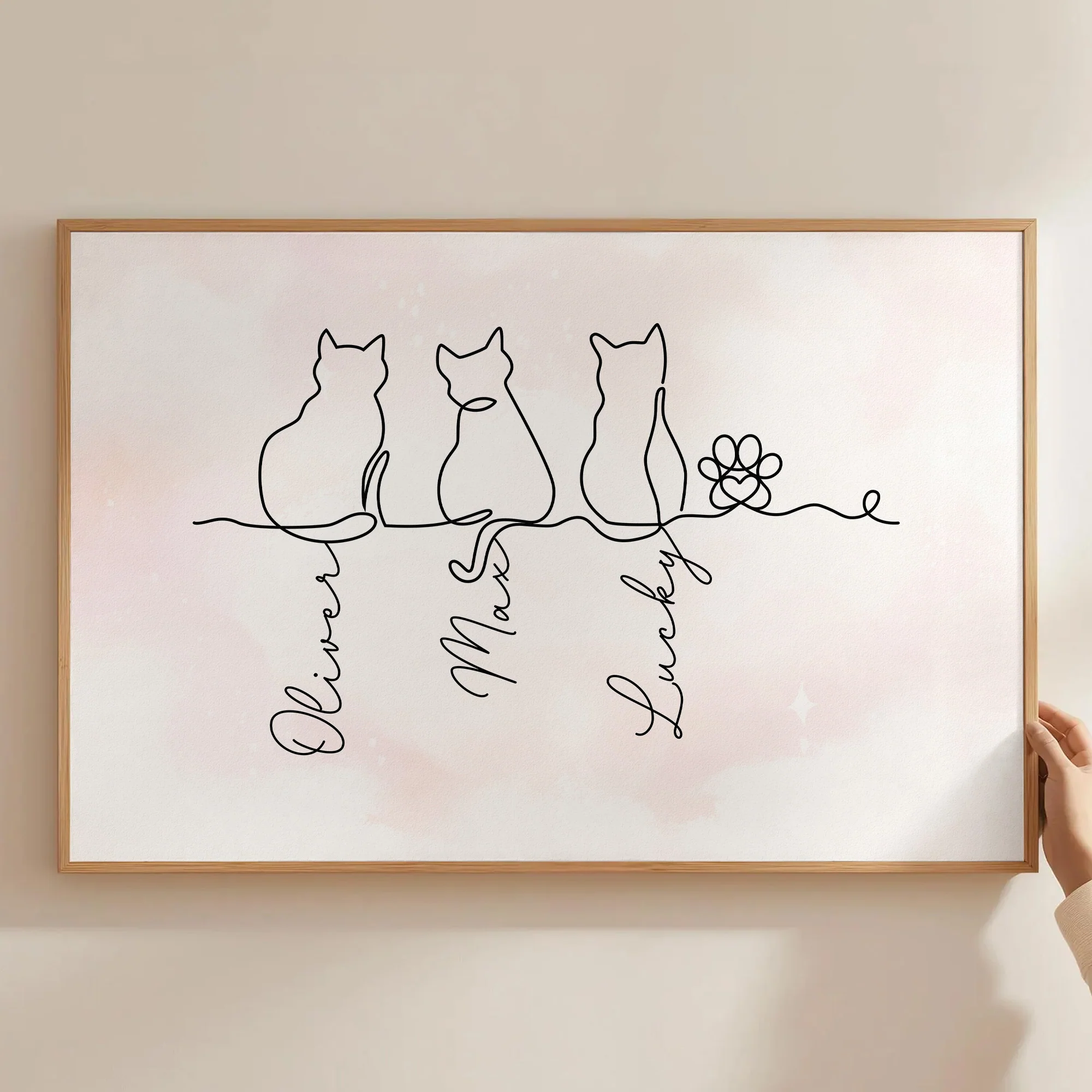 Cat Line Art Gift For Cat Lovers - Personalized Poster - Image 5