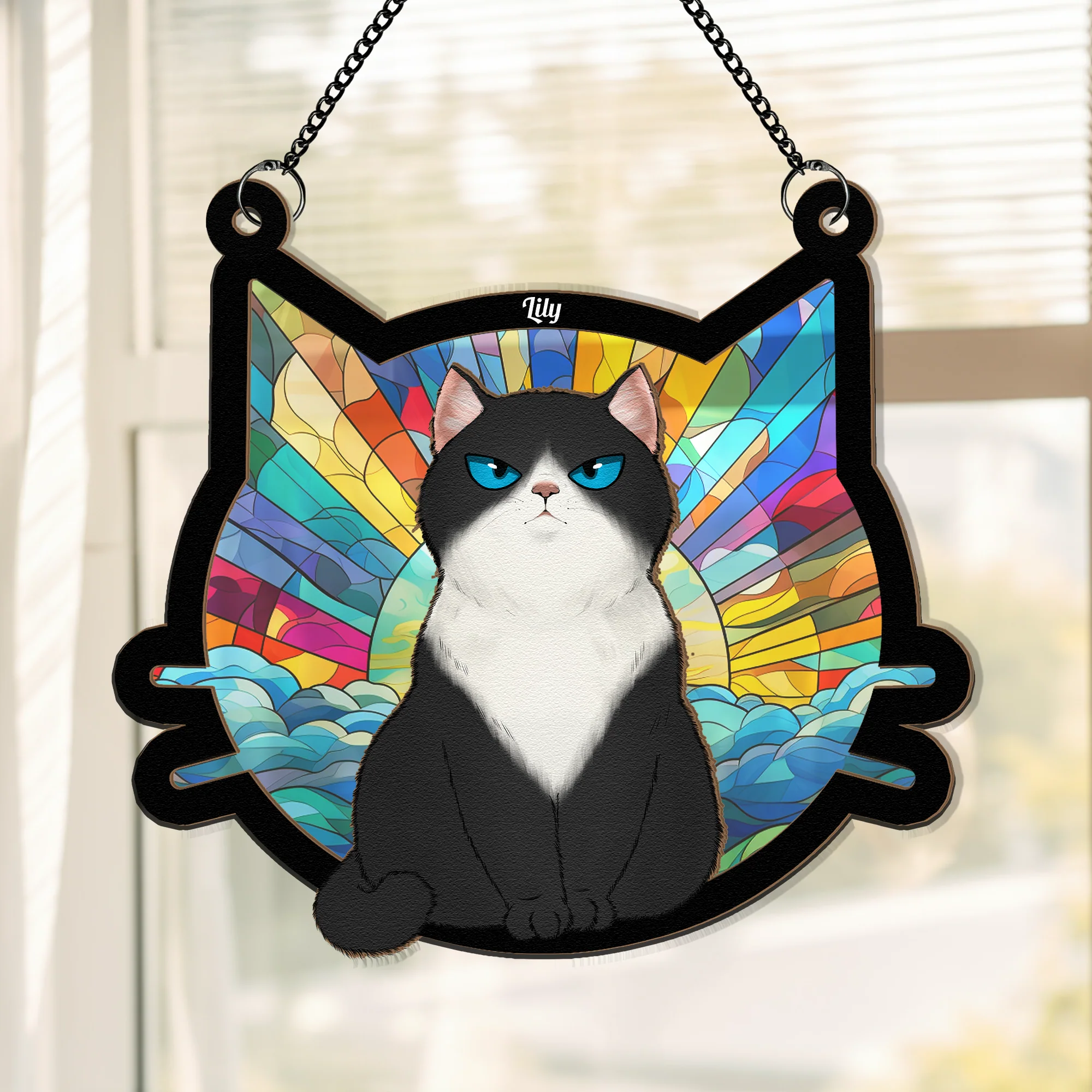 Cat Lovers Cute Kitty - Personalized Window Hanging Suncatcher Ornament - Image 2