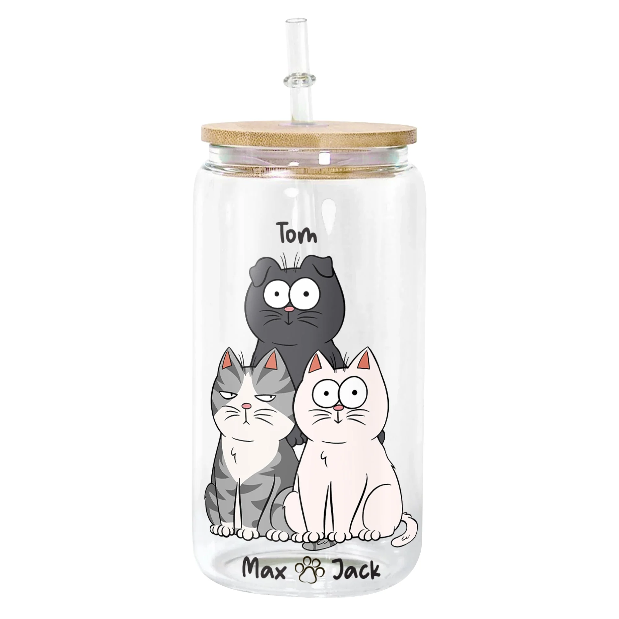 Cat Person - Personalized Clear Glass Cup - Image 2