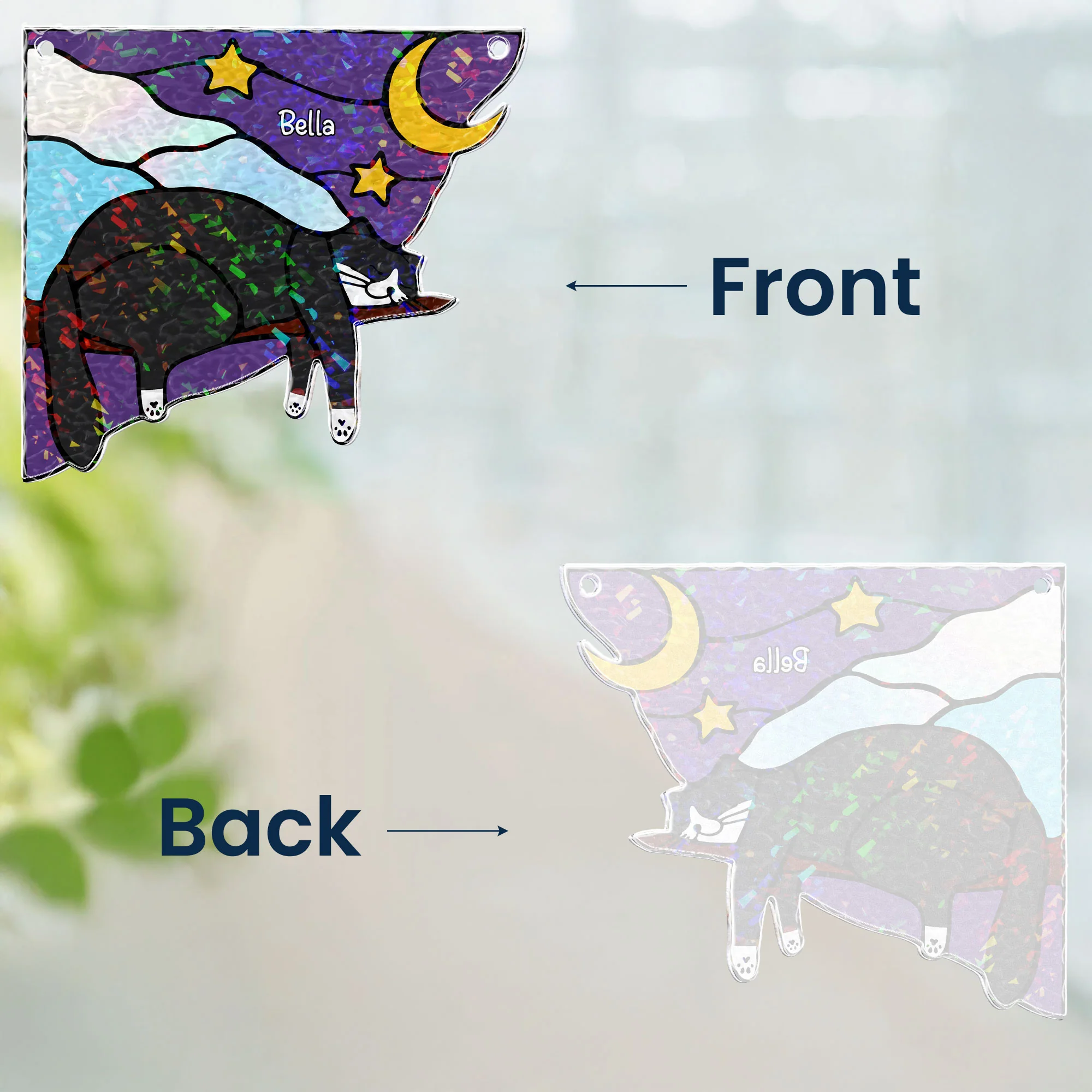 Cat Sleeping - Personalized Window Corner Suncatcher - Image 6