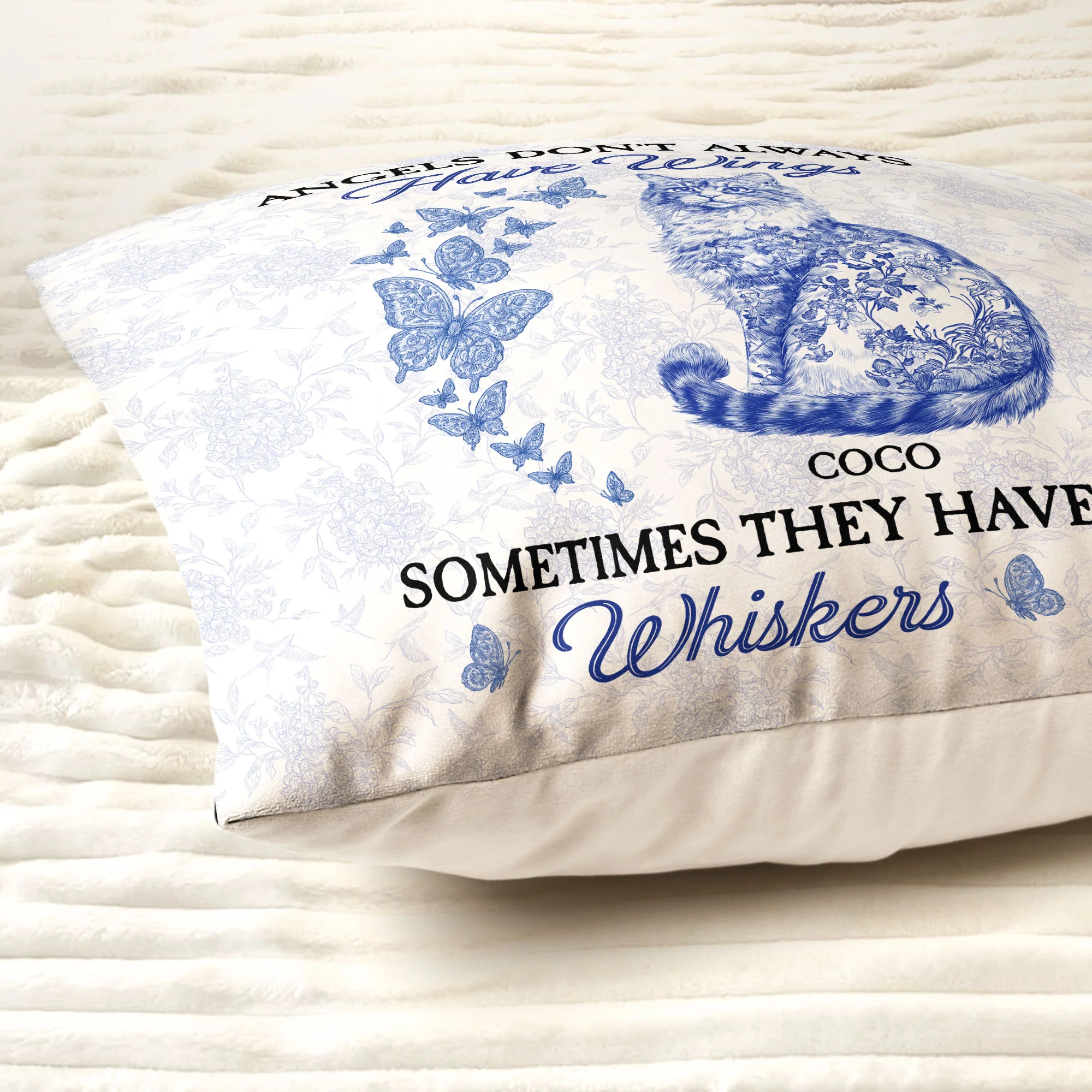 Cat Toile De Jouy Style - Memorial Gift - Personalized Pillow (Insert Included) - Image 3
