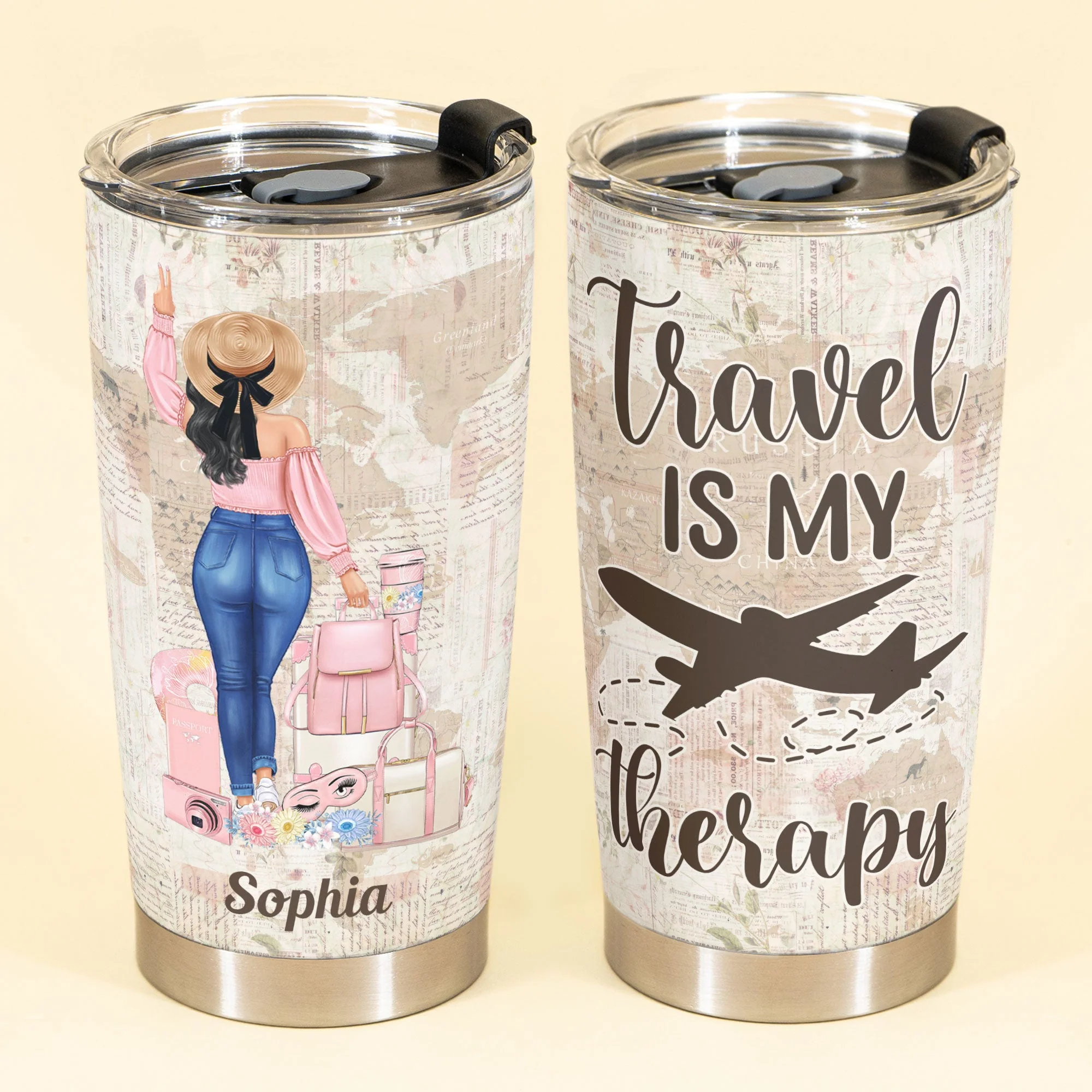 Catch Flights - Personalized Tumbler Cup - Birthday Gift For Travel Girls, Travelers - Image 2