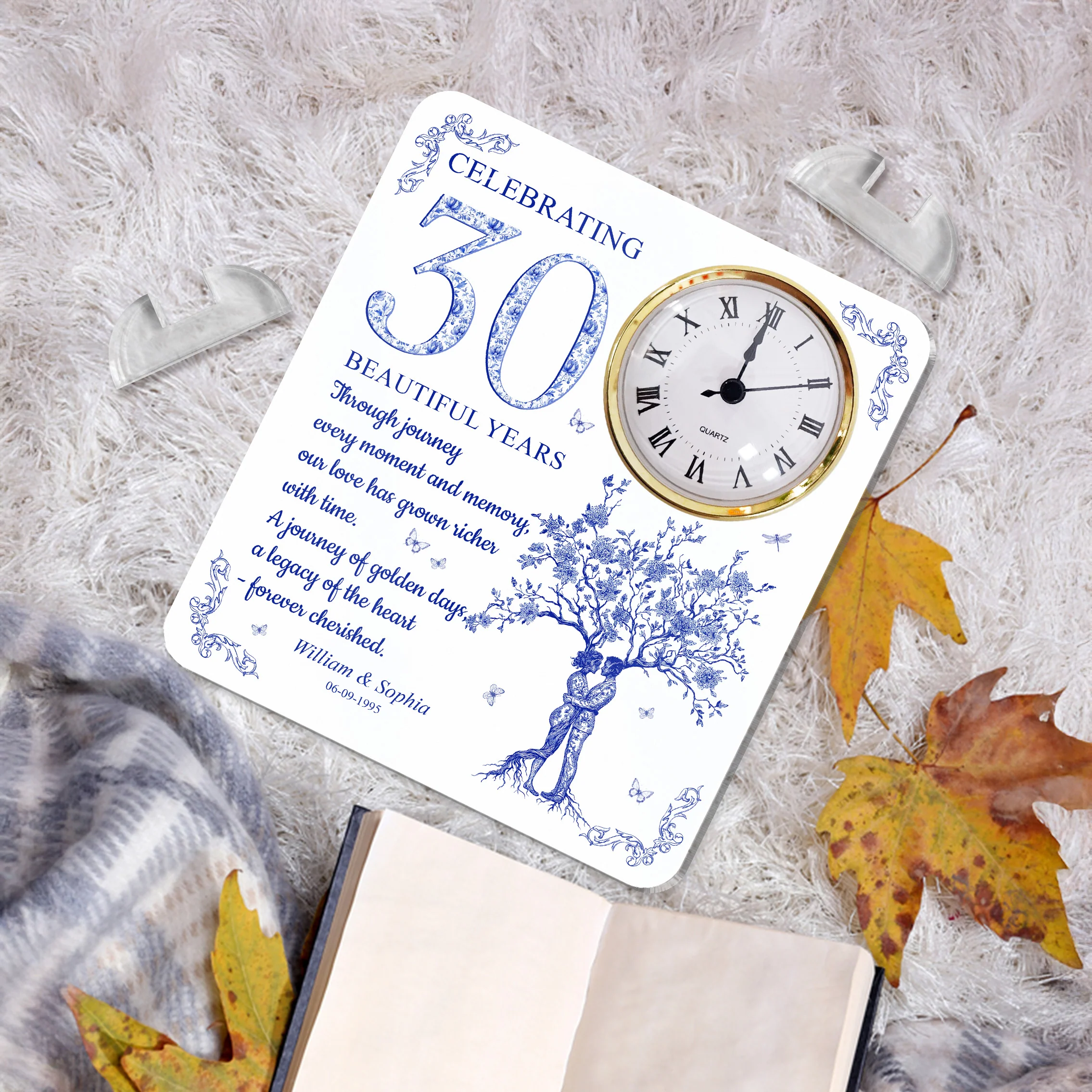 Celebrating Beautiful Years Anniversary - Personalized Acrylic Desk Clock - Image 3