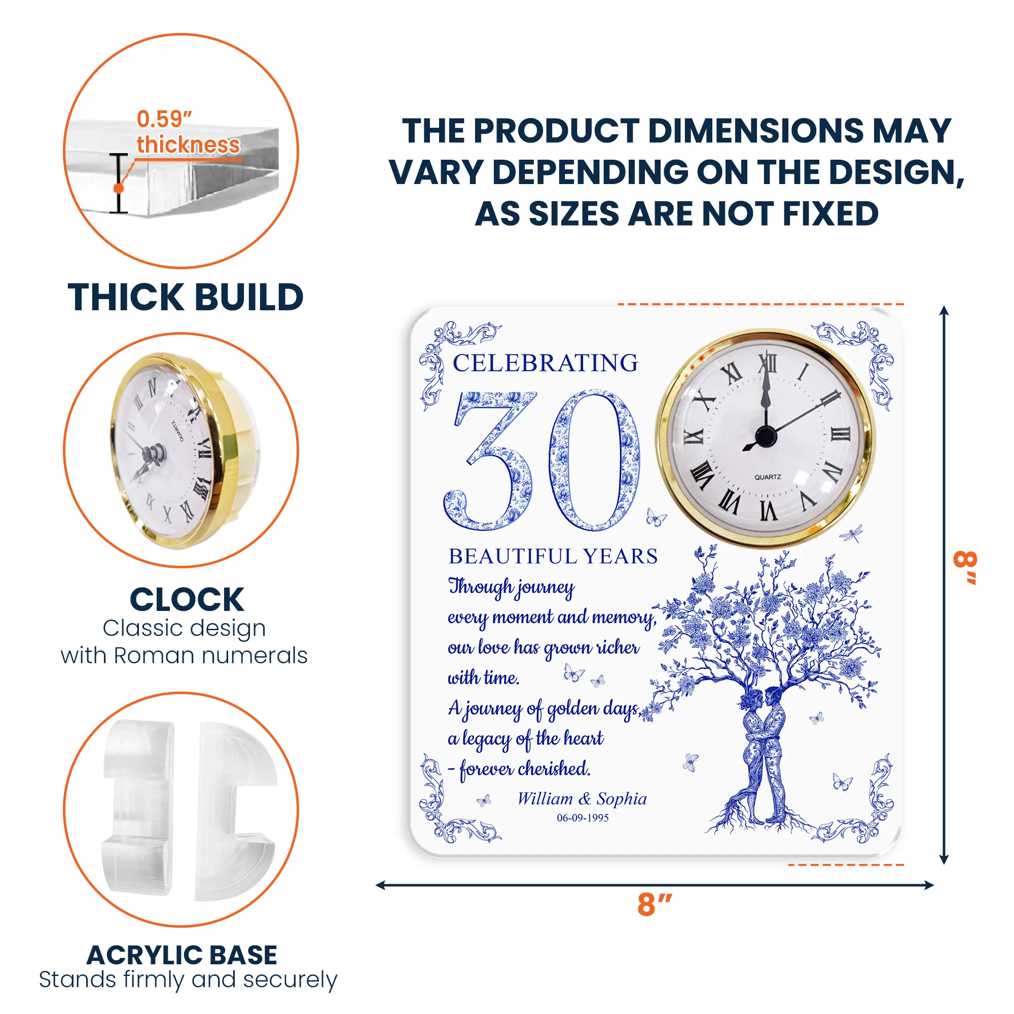 Celebrating Beautiful Years Anniversary - Personalized Acrylic Desk Clock - Image 4