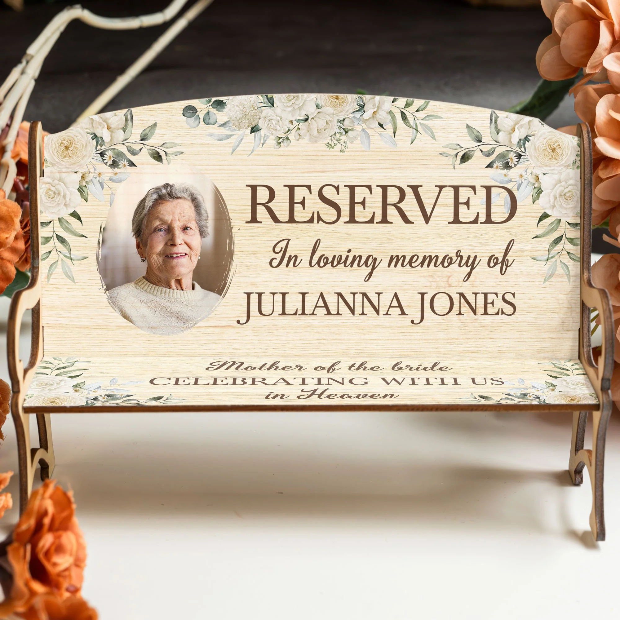 Celebrating In Heaven - Personalized Photo Memorial Bench - Image 2