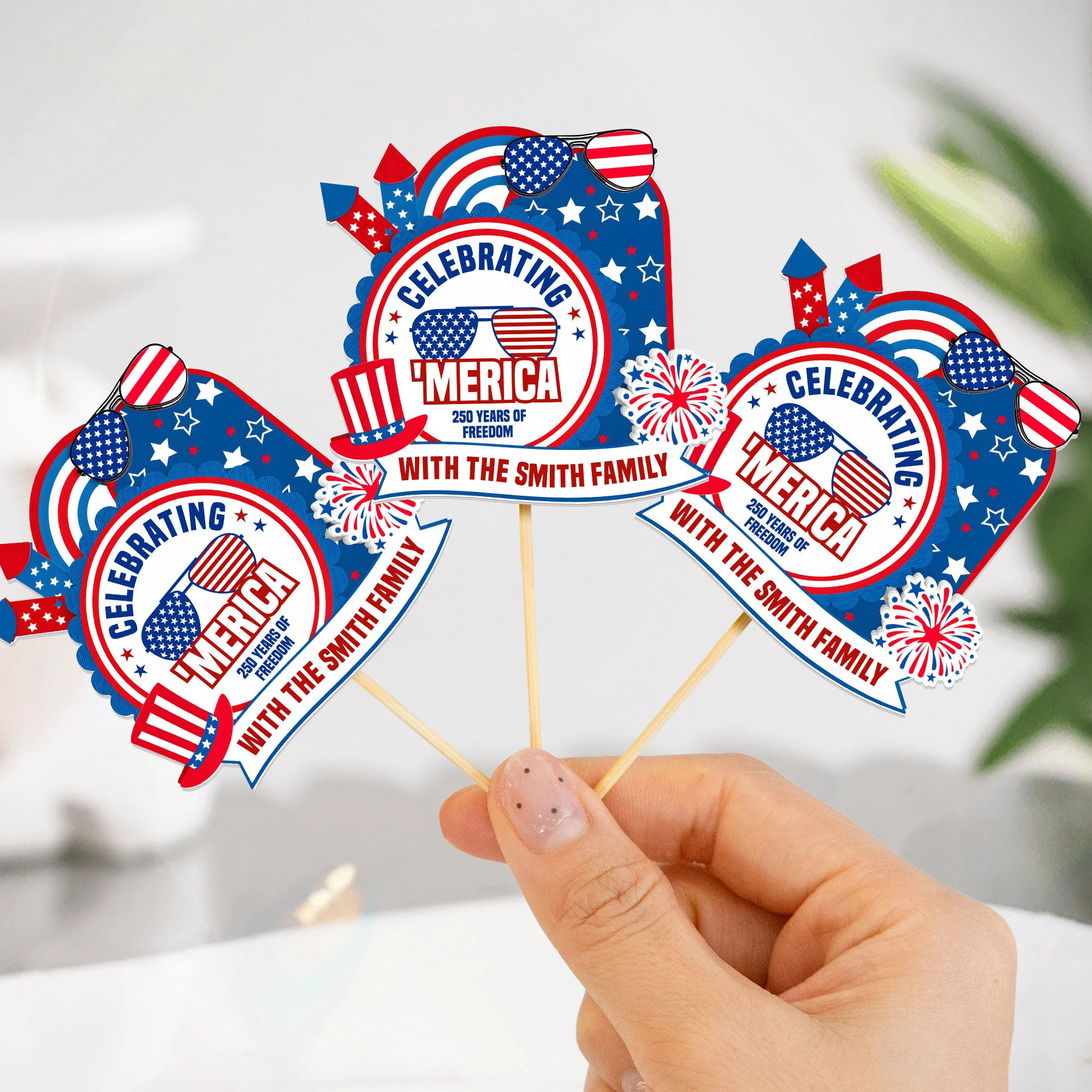 Celebrating 'Merica Est. 1776 - Personalized Cupcake Toppers - Image 3