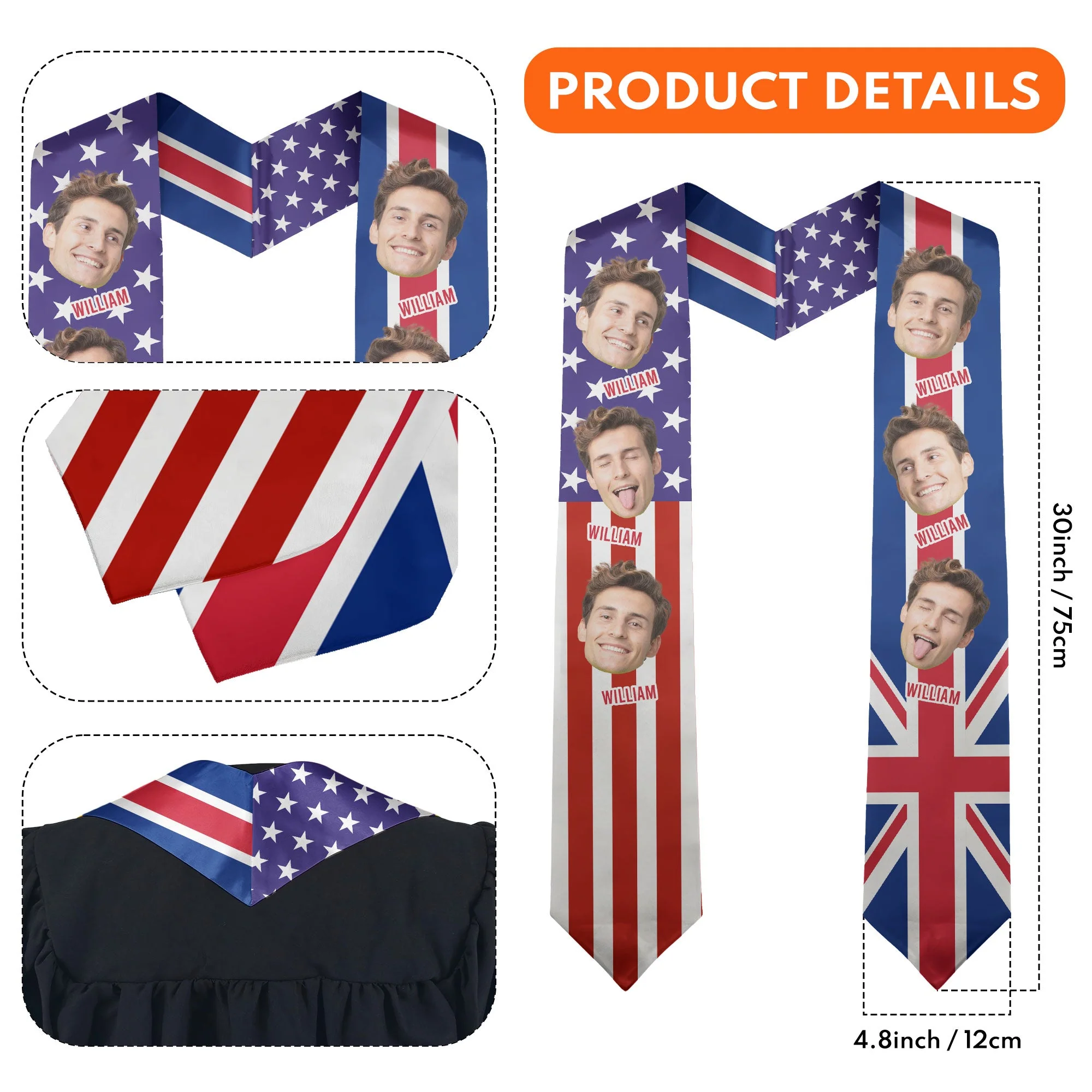 Celebration Graduation Stole With Custom Face - Personalized Photo Graduation Stole - Image 5